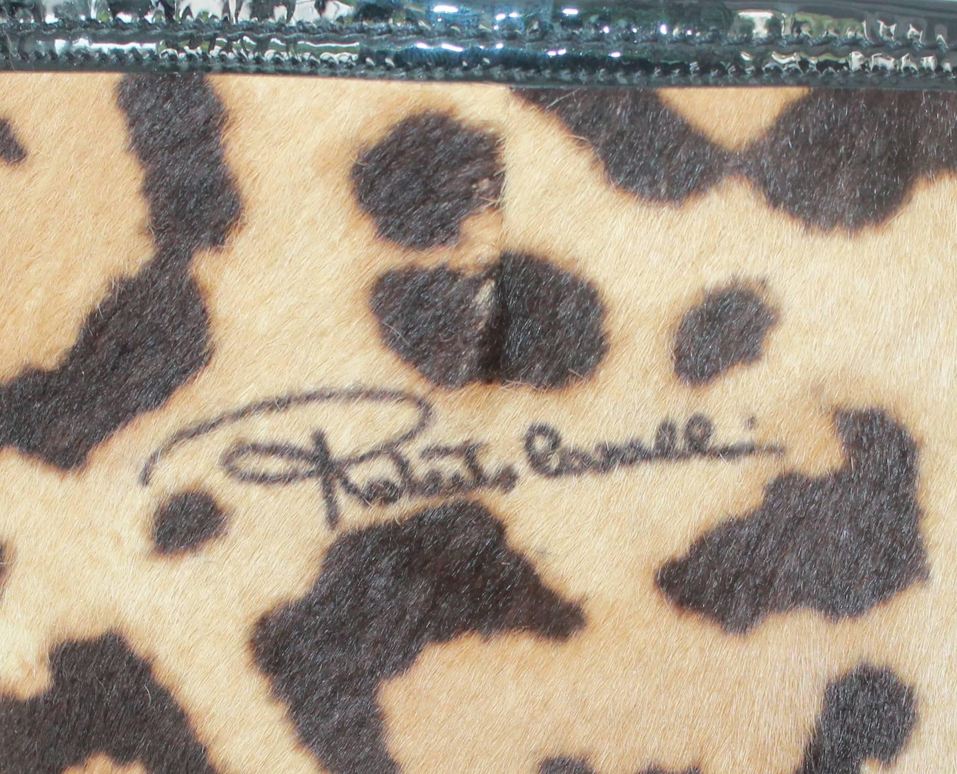 Women's Roberto Cavalli Leopard Print Pony Hair Knee High Stilleto Boots - 40