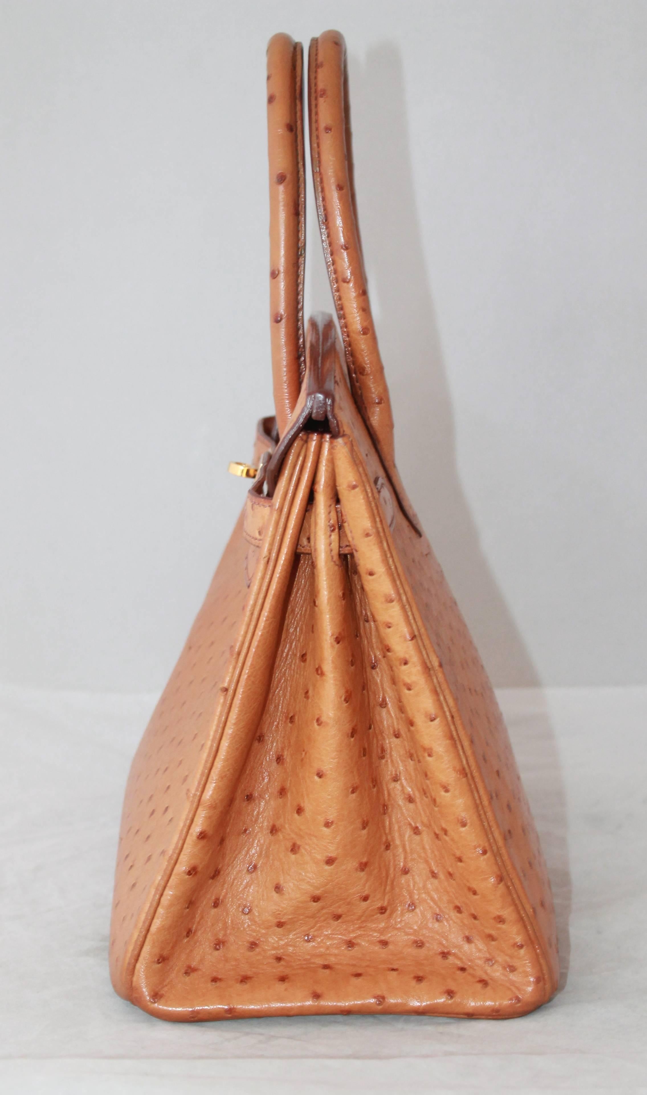 Orange Hermes Golg Ostrich 30cm Birkin Handbag - GHW - 2003 
