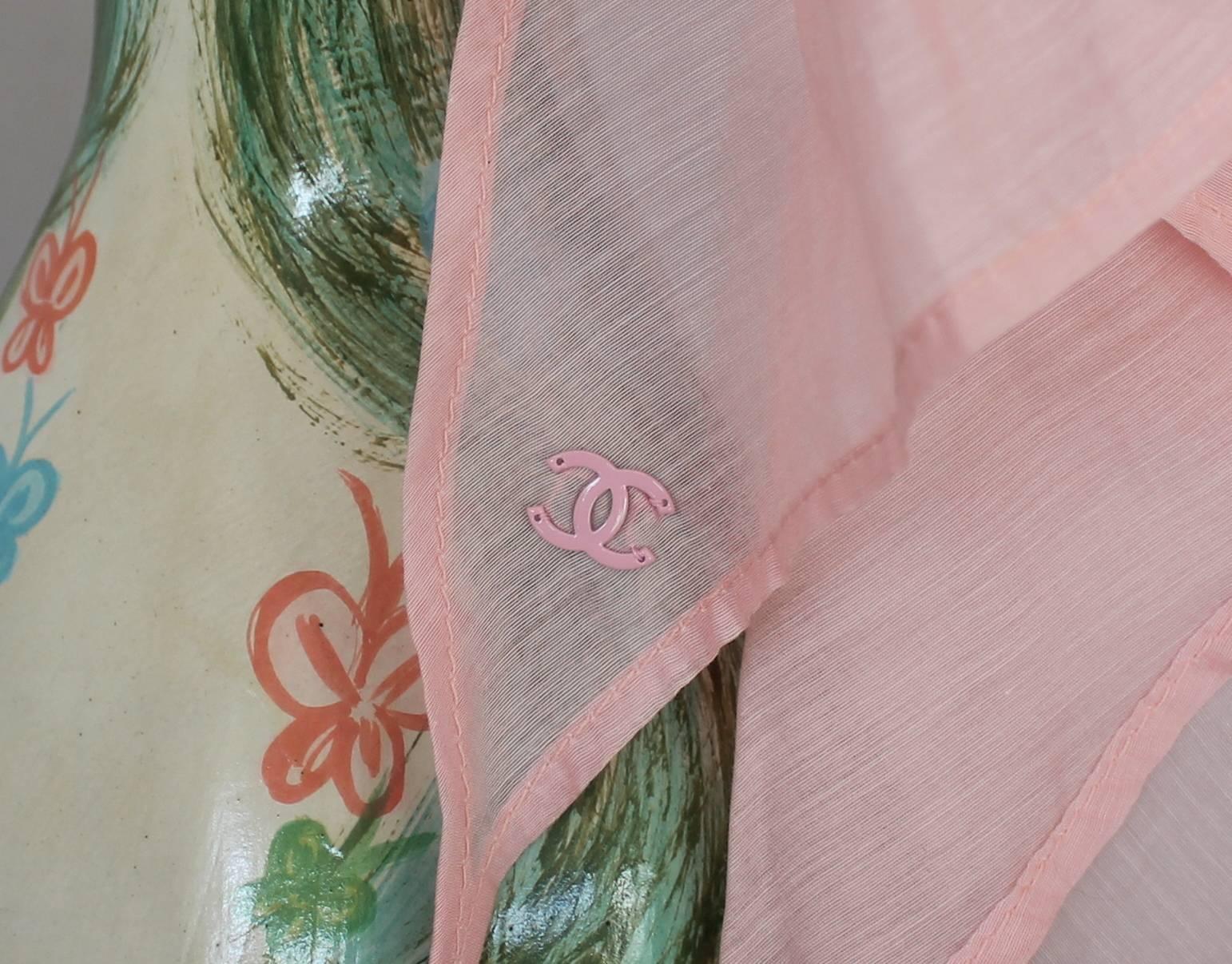 Chanel Pink Cotton Sheer Turban Hat - circa 1980's  In Excellent Condition In West Palm Beach, FL