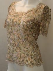 Emanuel Ungaro 1980's Vintage Metallic Pastels Lace Blouse - 8