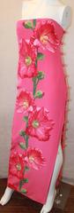 Bill Blass 1970's Vintage Fuchsia Strapless Floral Print Gown - 8