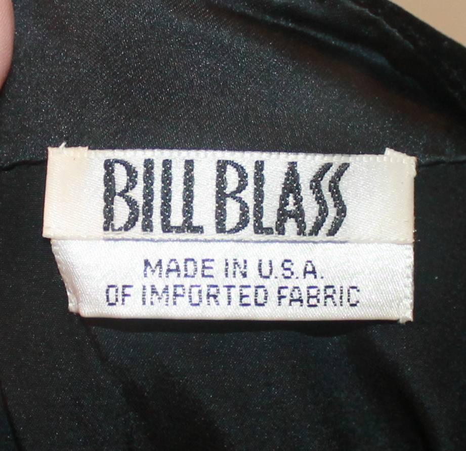 Bills Blass 1970's Vintage Black Velvet & Satin Short Sleeve Dress - 8 2