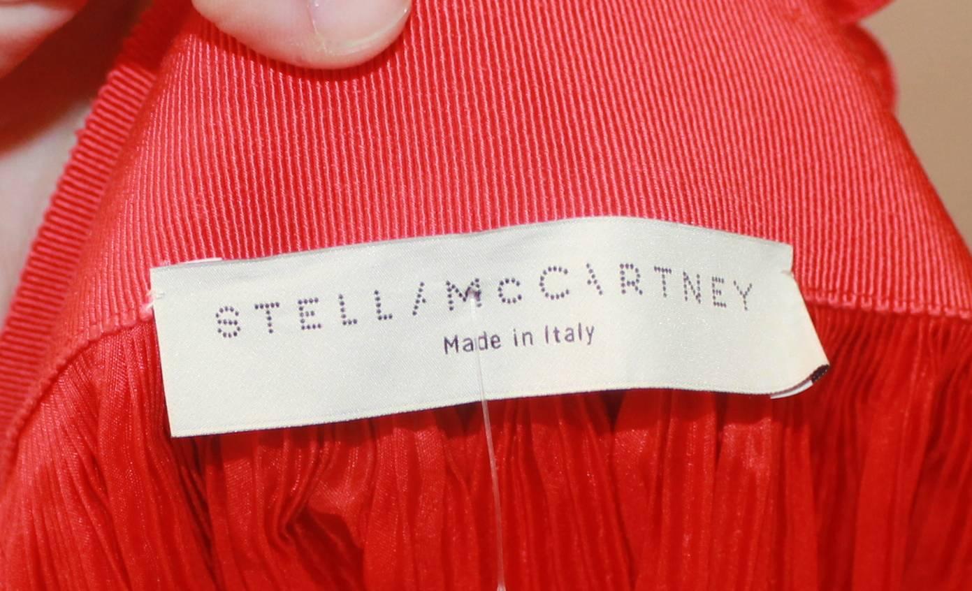 Women's Stella McCartney Red Silk Pleated Skirt with Top Gathering - 40