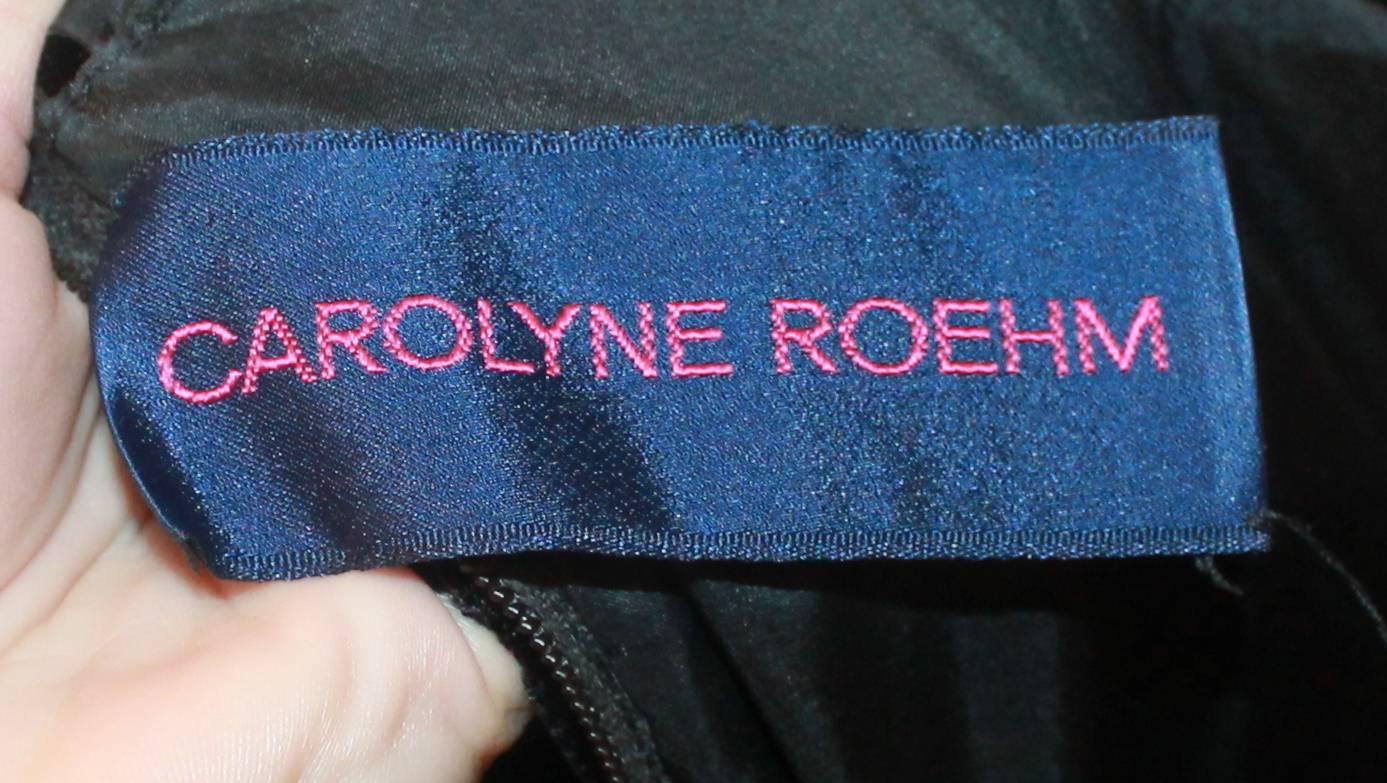 Carolyne Roehm Schwarzes Samtkleid aus den 1980er Jahren mit olivfarbenem Rüschen am Saum - 4 im Angebot 2