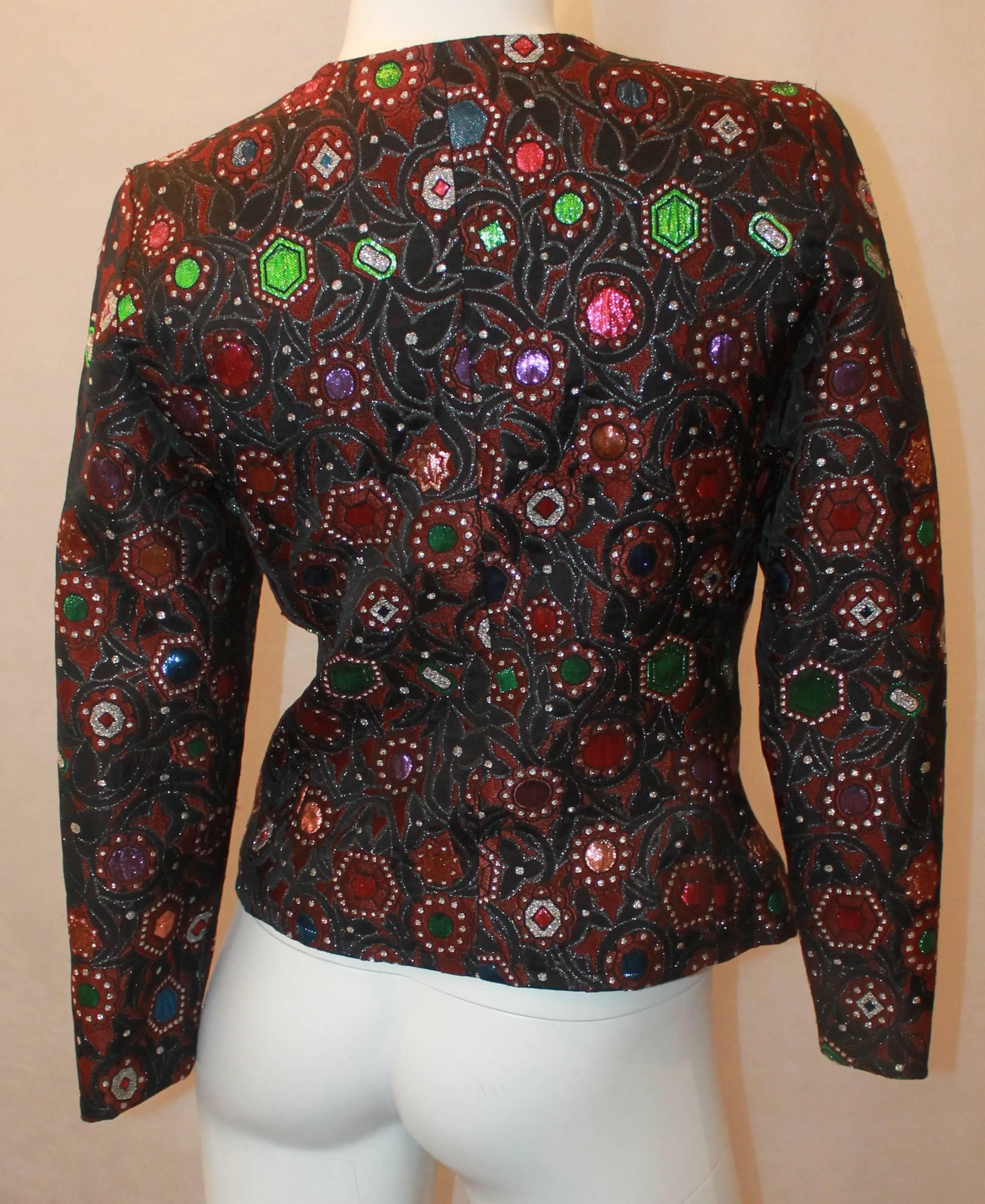 Guy Laroche Brown, Black, and Multi Tinsel Brocade Jacket - 4- Circa 80 ...