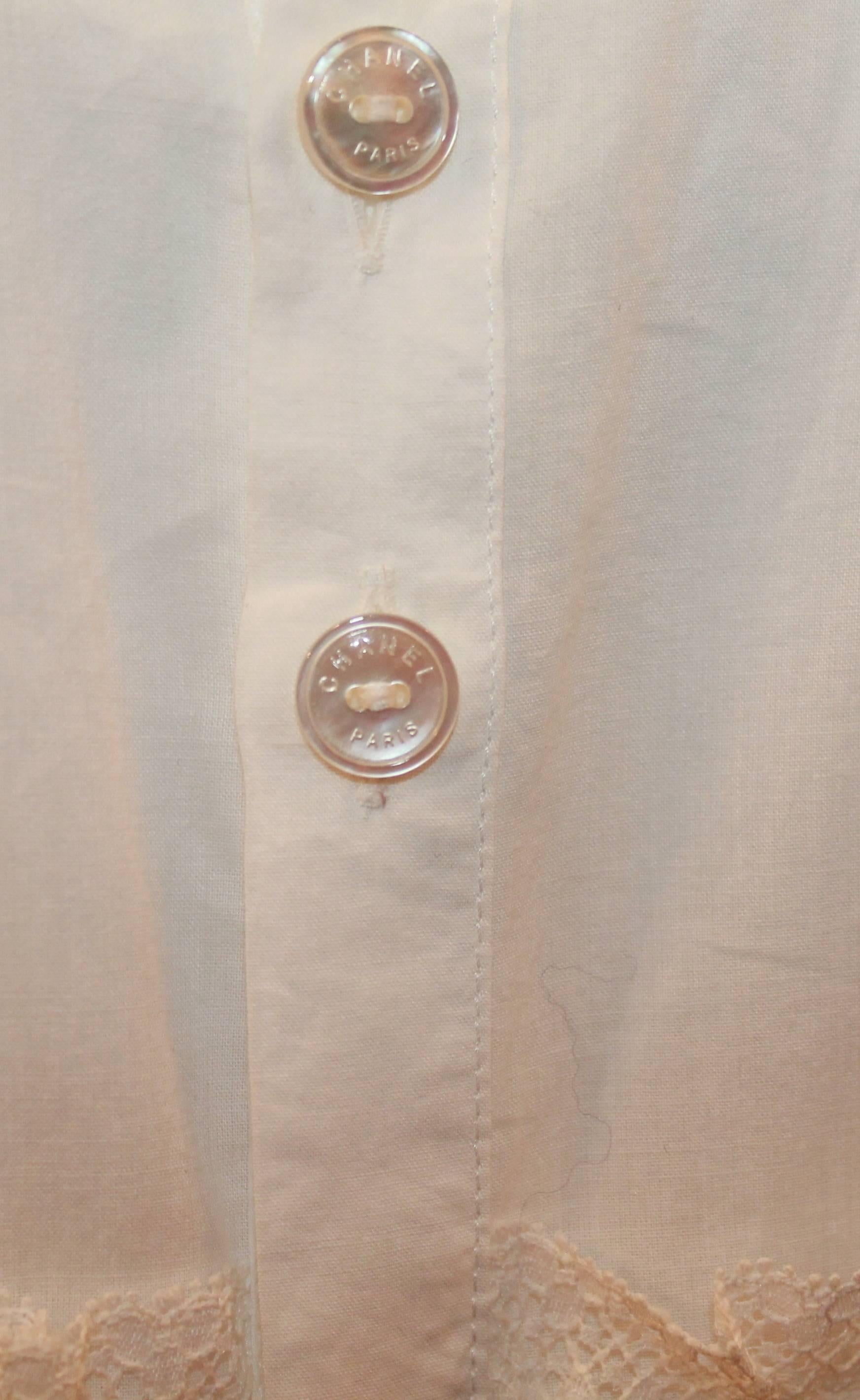 Chanel White Cotton Lace Shift Top - 40 - circa 2006  2