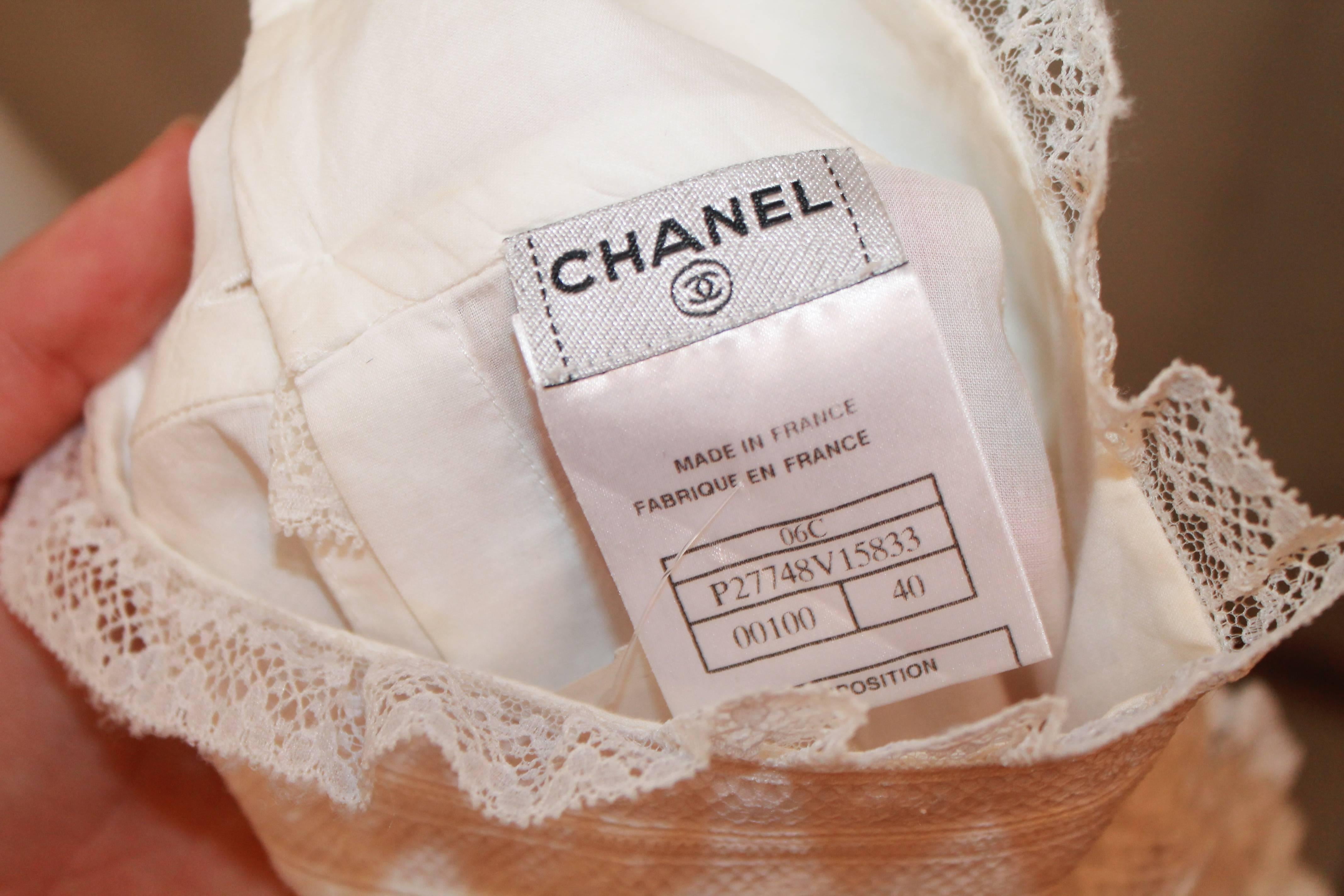Chanel White Cotton Lace Shift Top - 40 - circa 2006  4