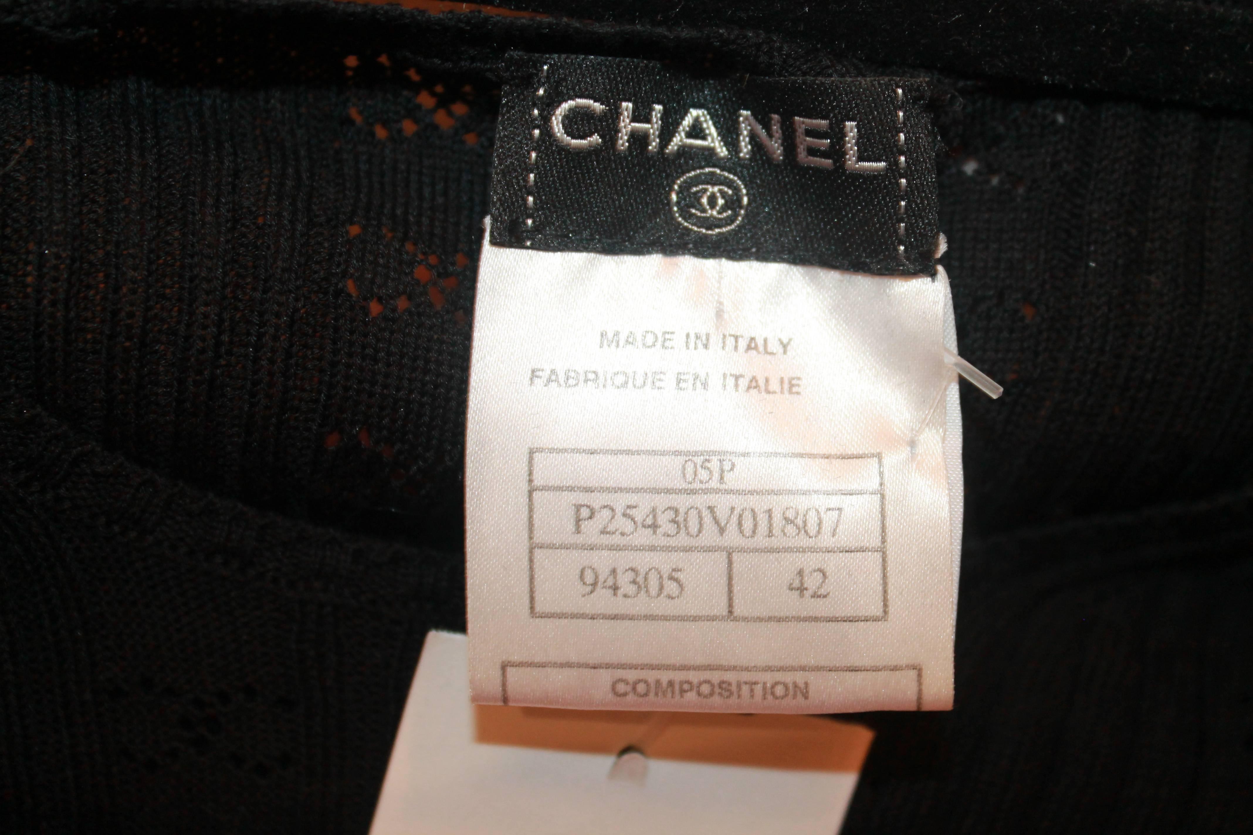 Chanel Black Cotton Short Sleeve Knitted Top w/ 