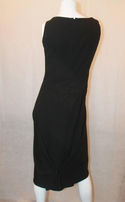 Chanel Black Wool Tapered Dress w/ Stitched Fitted Design and Train ...