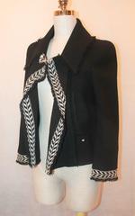 Chanel Black Wool Jacket with Chevron Trim - 38 - circa 2004