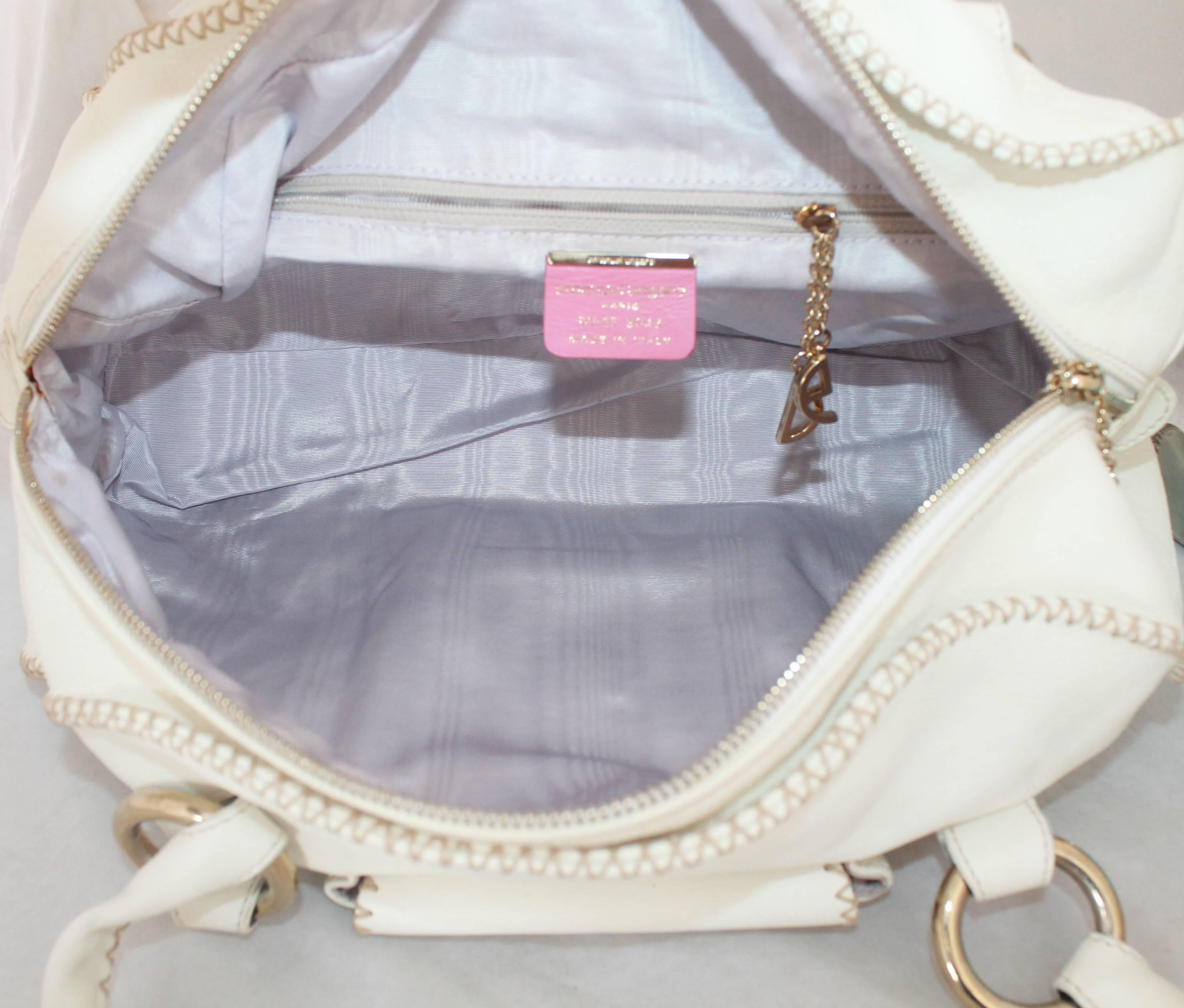 Gray Emanuel Ungaro Ivory Leather Shoulder Bag