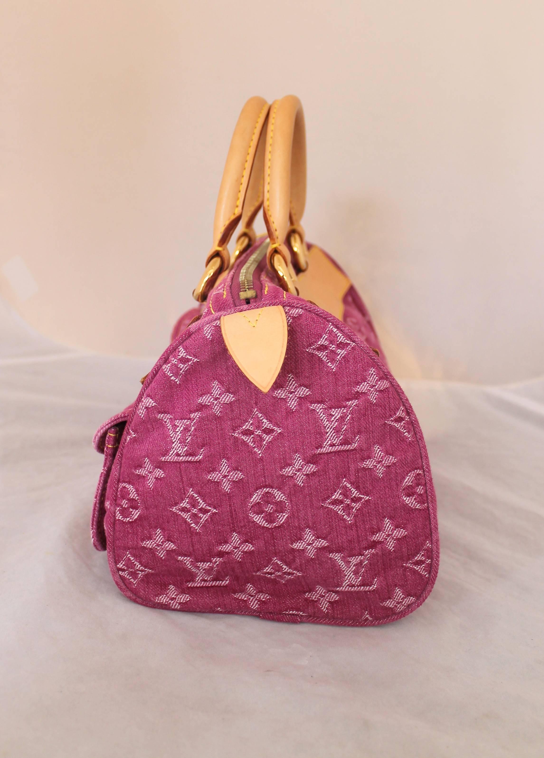 Louis Vuitton pink denim monogram slightly bag at 1stDibs