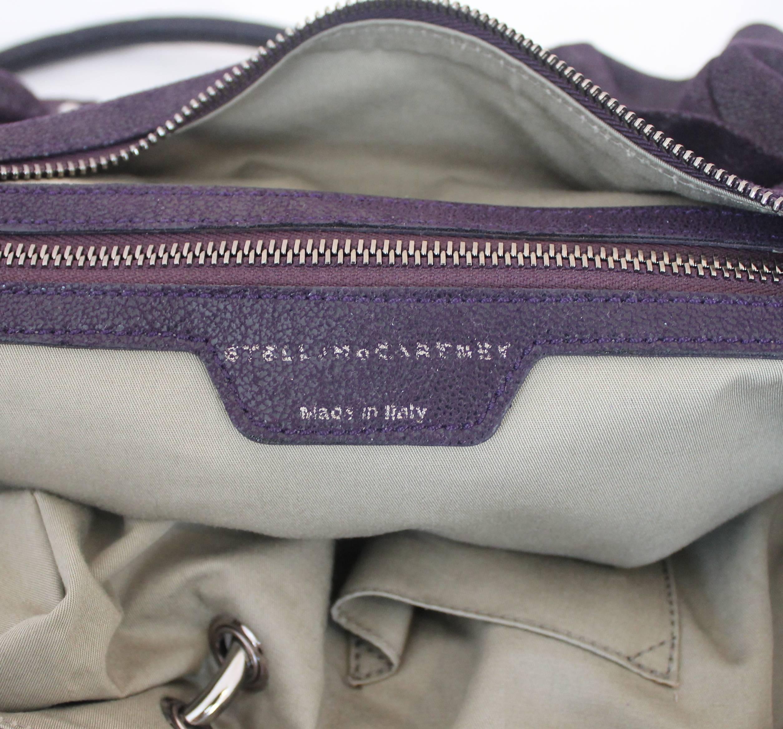 Stella McCartney Deep Purple Cracked Suede Ruched Shoulder Bag In Excellent Condition In West Palm Beach, FL
