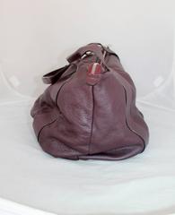 A. Testoni Eggplant Deerskin Leather Shoulder Bag - SHW