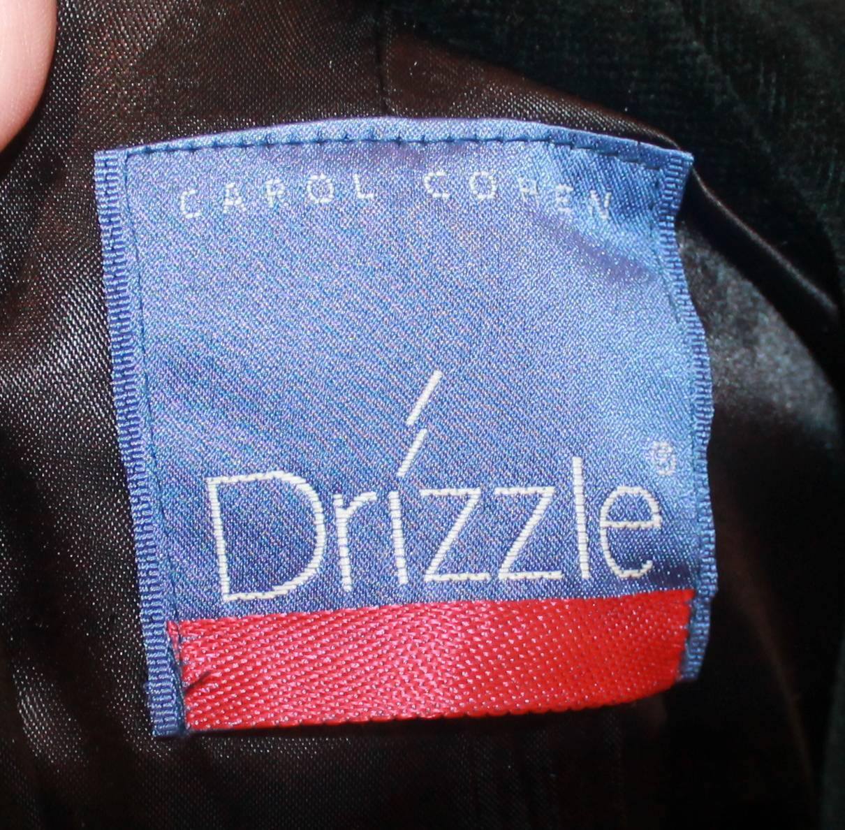 Carol Cohen Drizzle Vintage Black Velvet Nautical Style Rain Coat - M/L - 1990's In Good Condition In West Palm Beach, FL