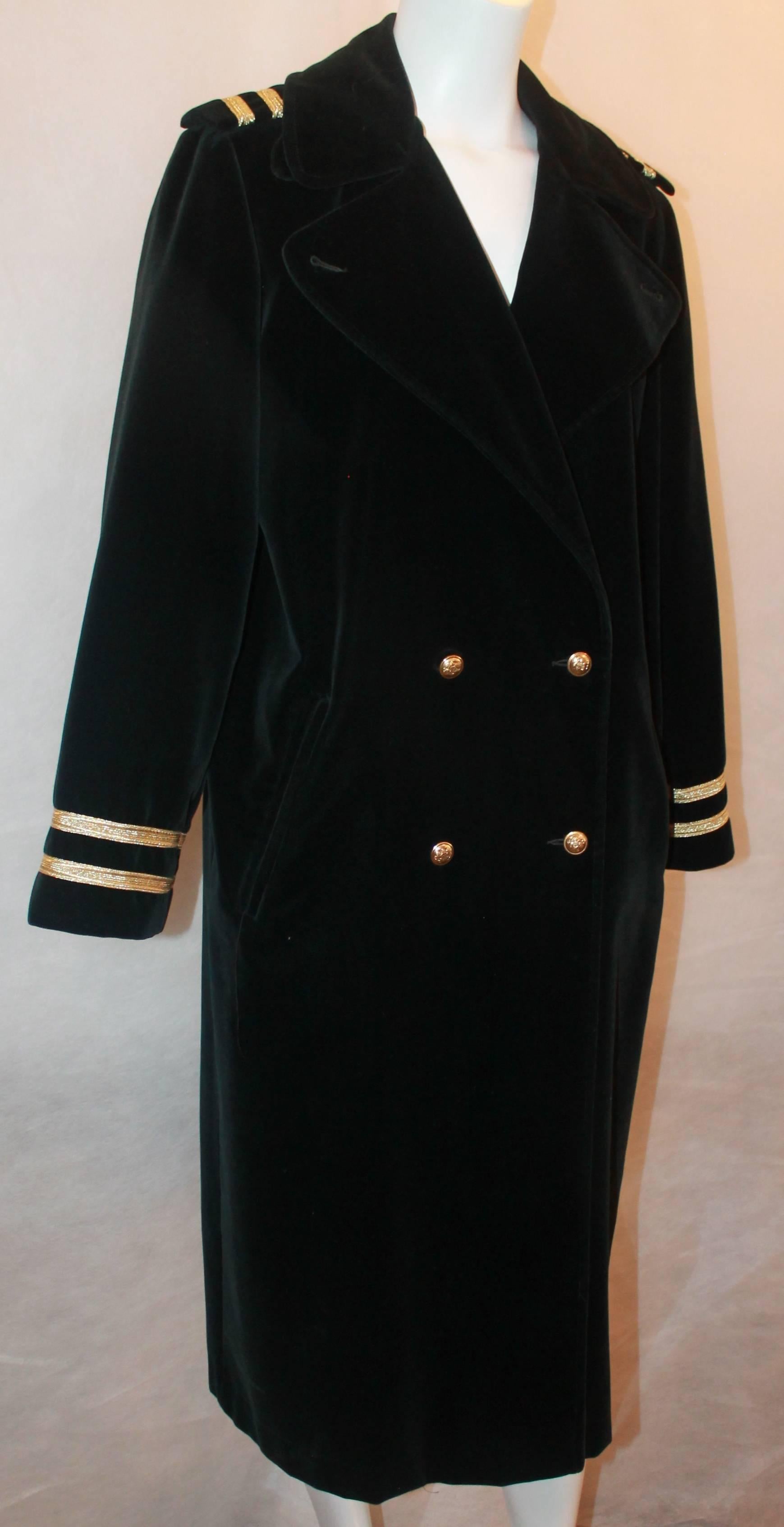 Carol Cohen Drizzle Vintage Black Velvet Nautical Style Rain Coat - M/L - 1990's. This coat is in very good condition with minor general wear all over due to its age. The velvet 