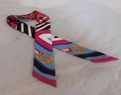 Hermes Multicolor Silk Equestrian Print Twilly