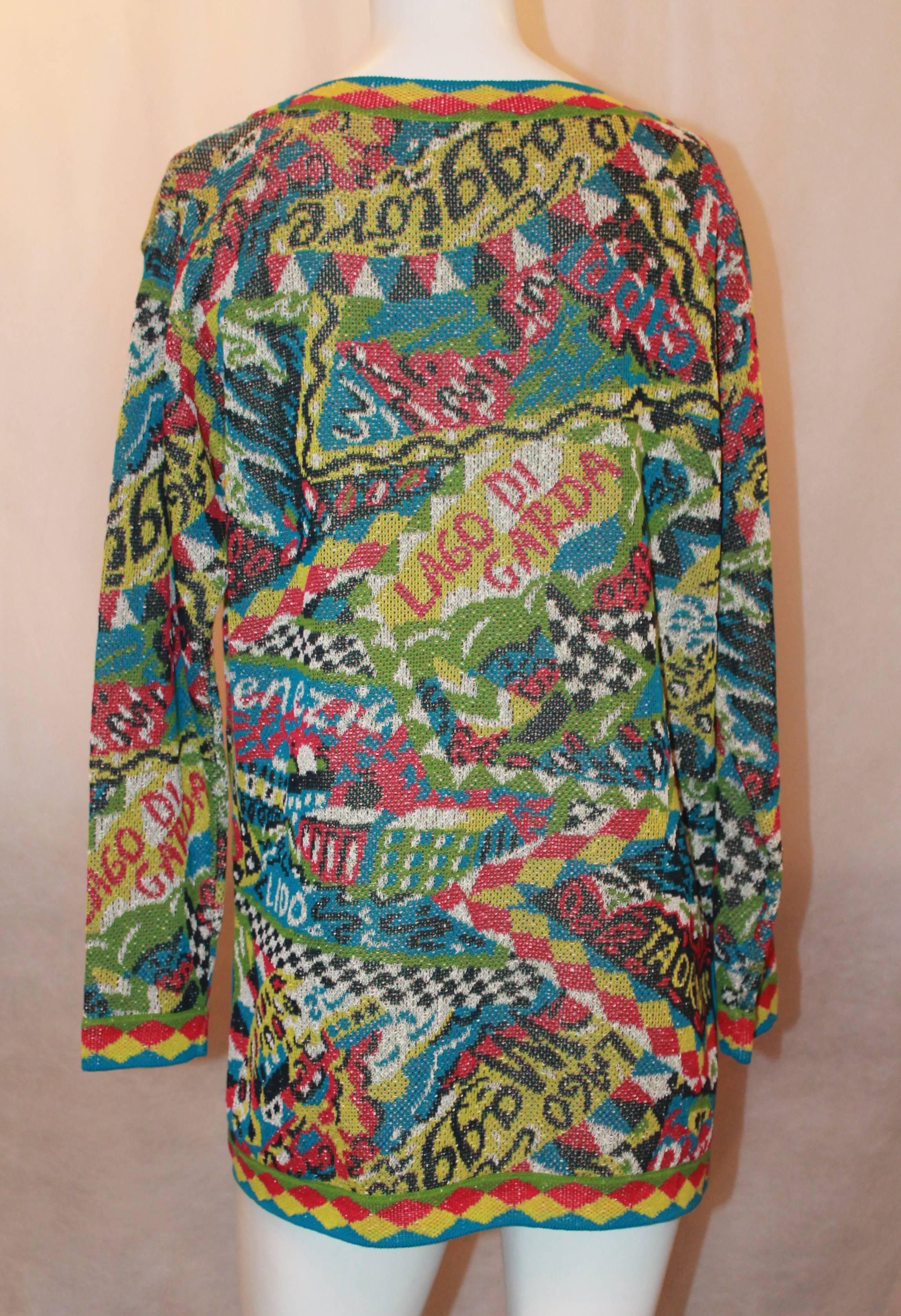 Missoni Vintage Multi Colored Knit Tunic w/ 