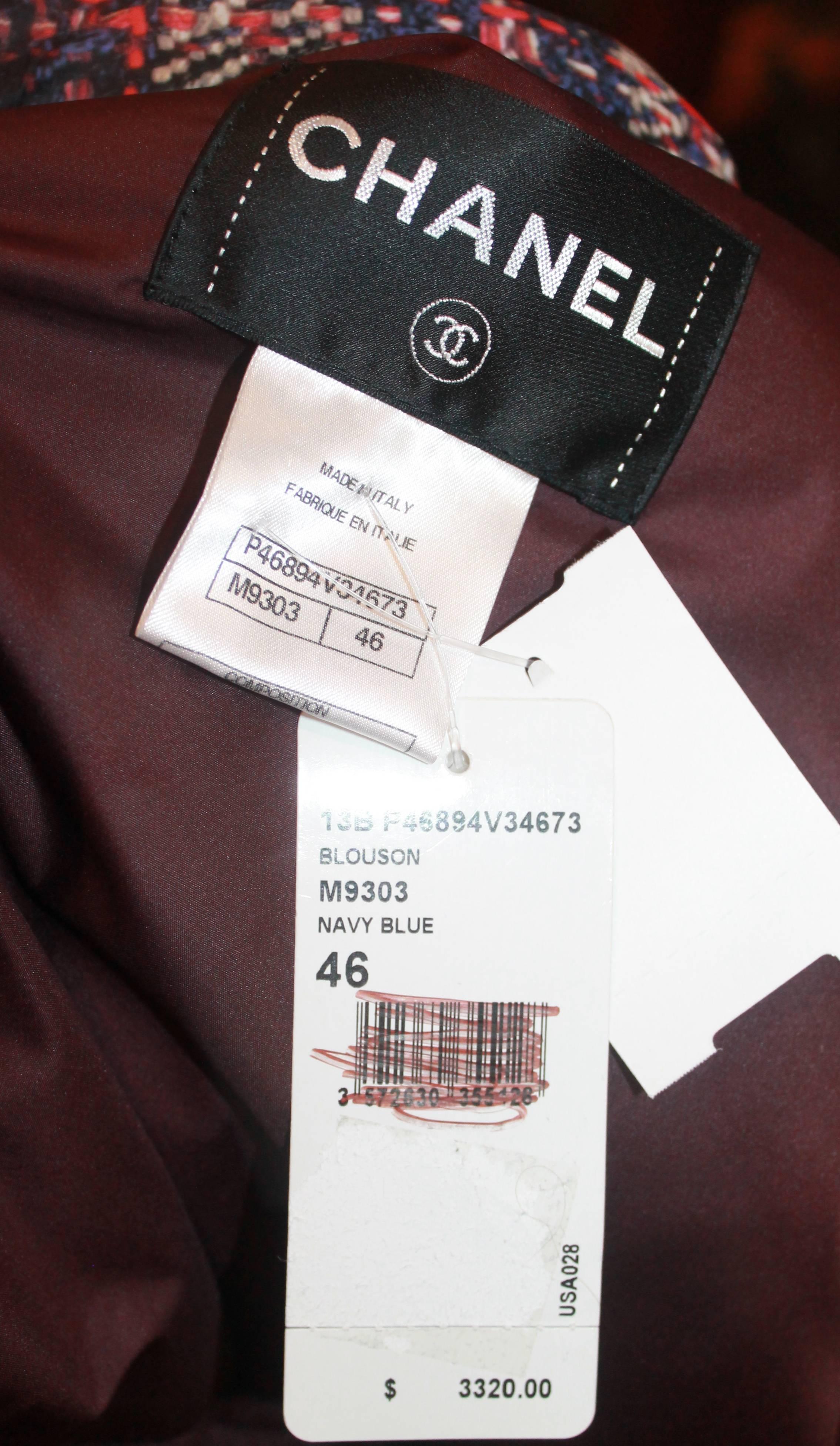 Chanel multi plaid puffer jacket w/ removable hood - Sz 46 - NWT - Circa 2013 2