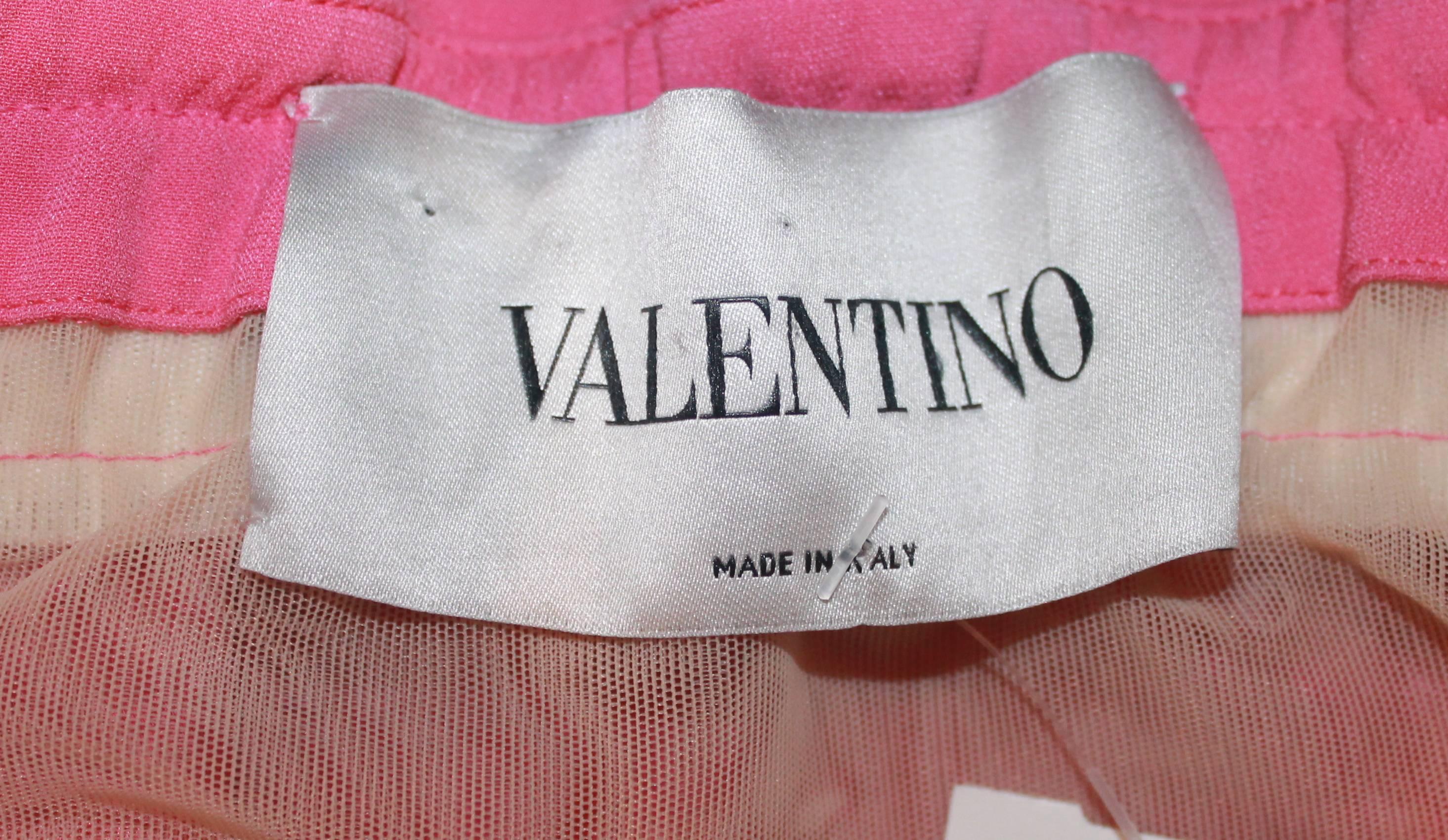 Valentino Pink Silk Strapless Gown w/ Side Ruching - L 3