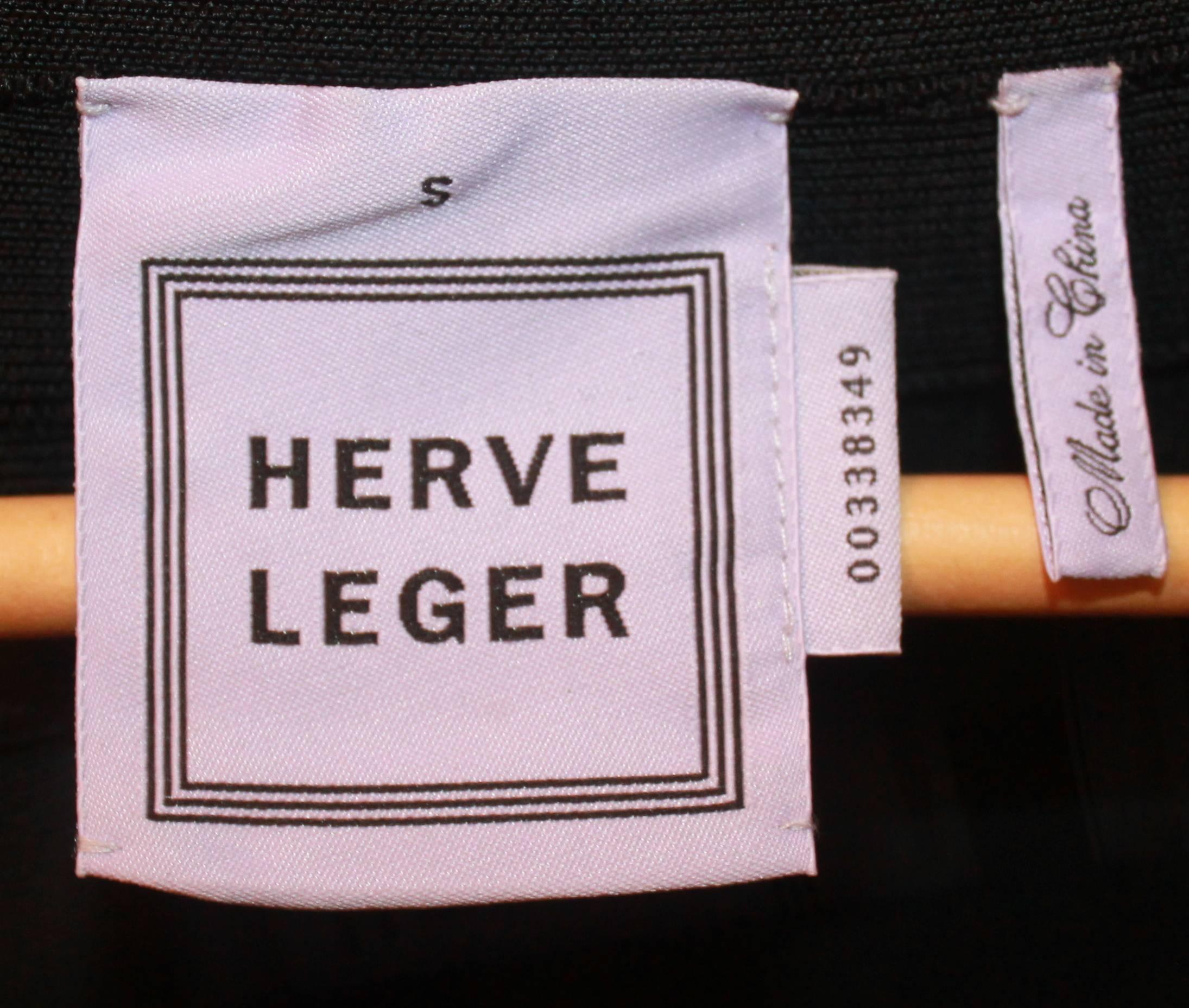 Herve Leger Black Horizontal Striped Spaghetti Strap Bandage Dress w/ Bolero - S 4