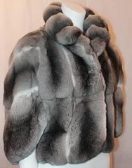 Silver Grey and Black Chinchilla Cropped Fur jacket- M- Retail $24, 000