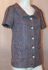 Chanel Navy, White, Pink, & Purple Tweed Short Sleeve Jacket - 34