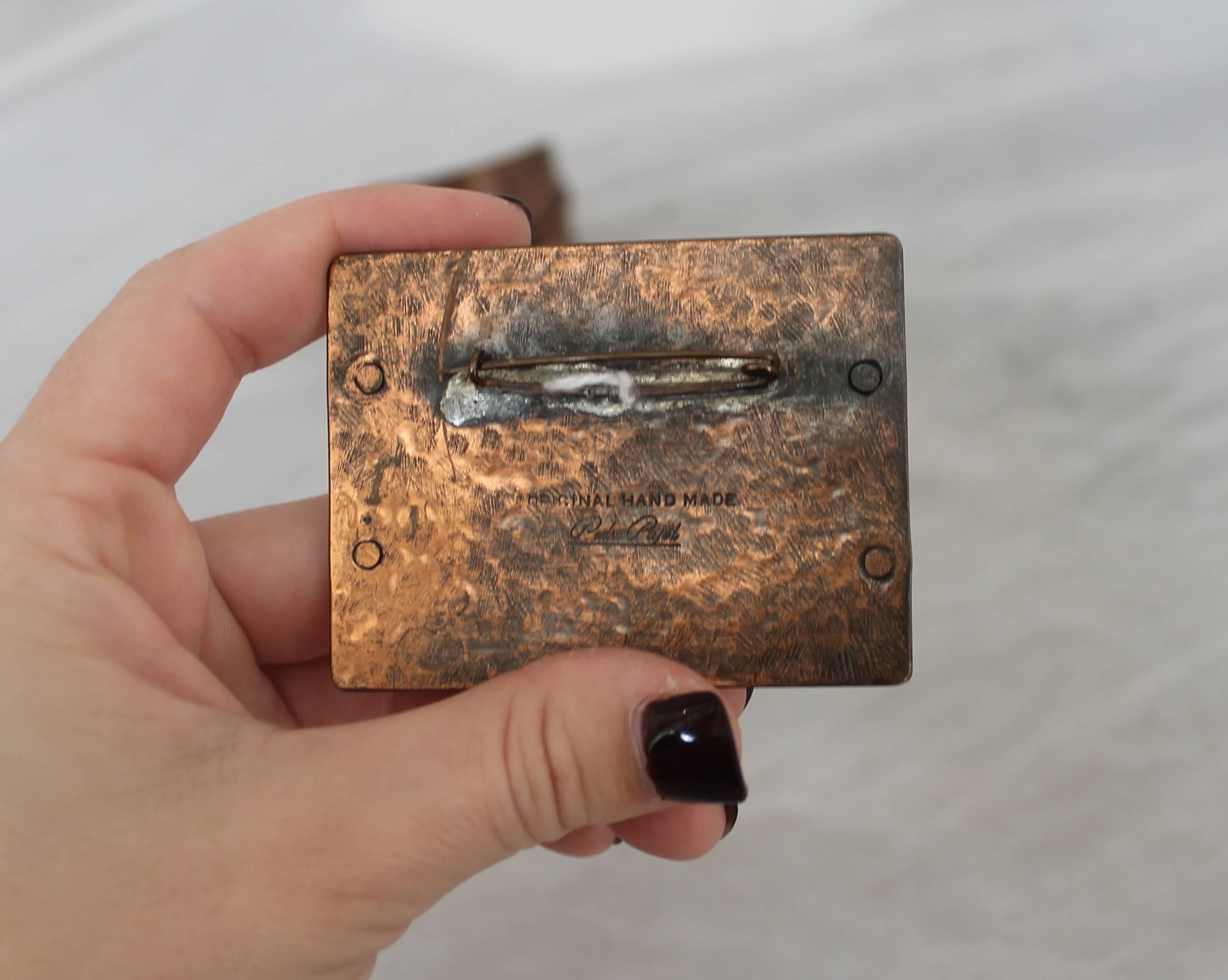 Pedro Pujol Handmade Vintage Copper Hammered w/ Knot Design Cuff & Brooch - 1930's-1940's.  This unique set is in excellent vintage condition.  They both feature a hammered appearance with a central knot design.  Behind the knot is a darkened color