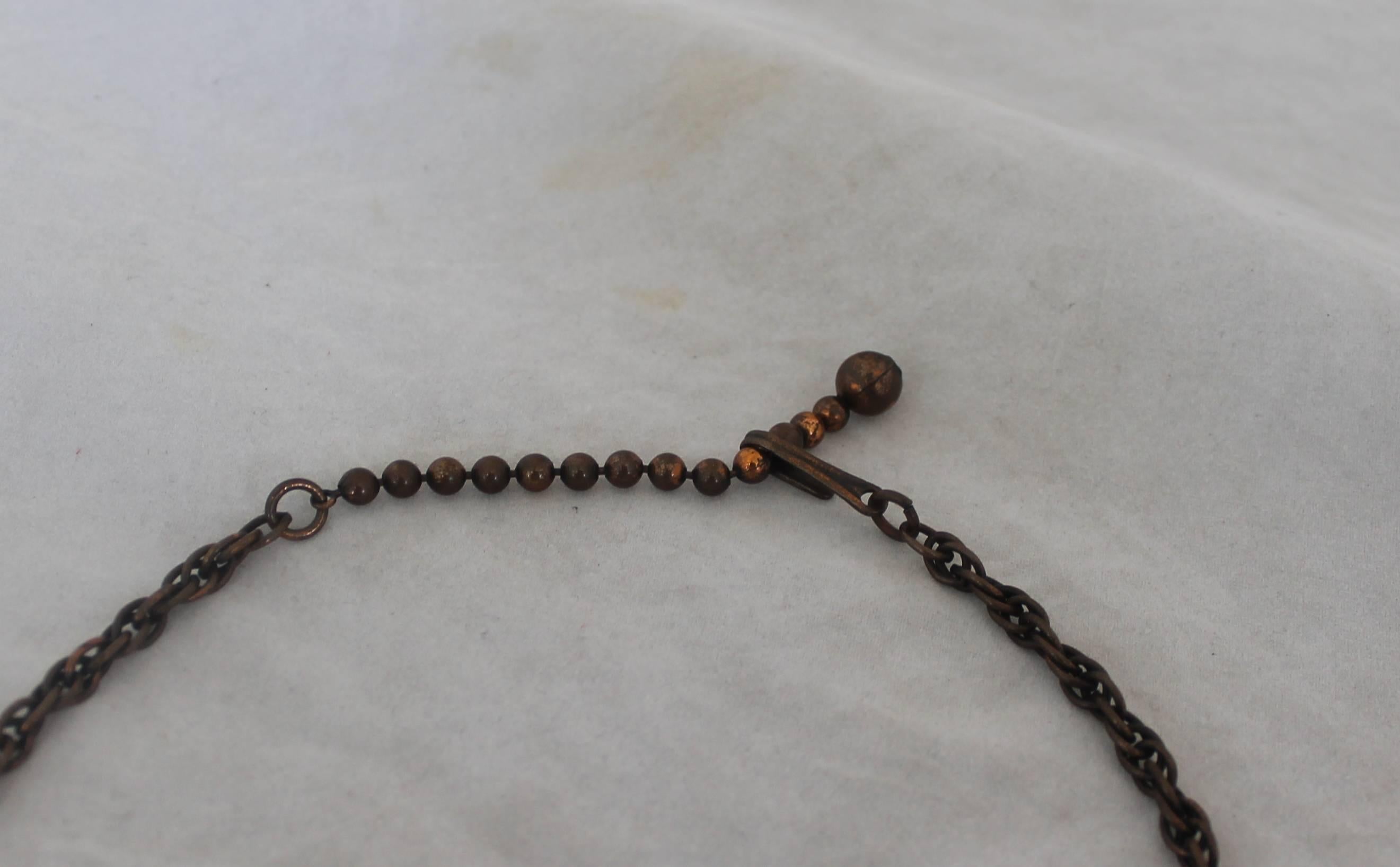 Rebajes Vintage Copper Necklace w/ Blue Stone - circa 1960's In Excellent Condition In West Palm Beach, FL