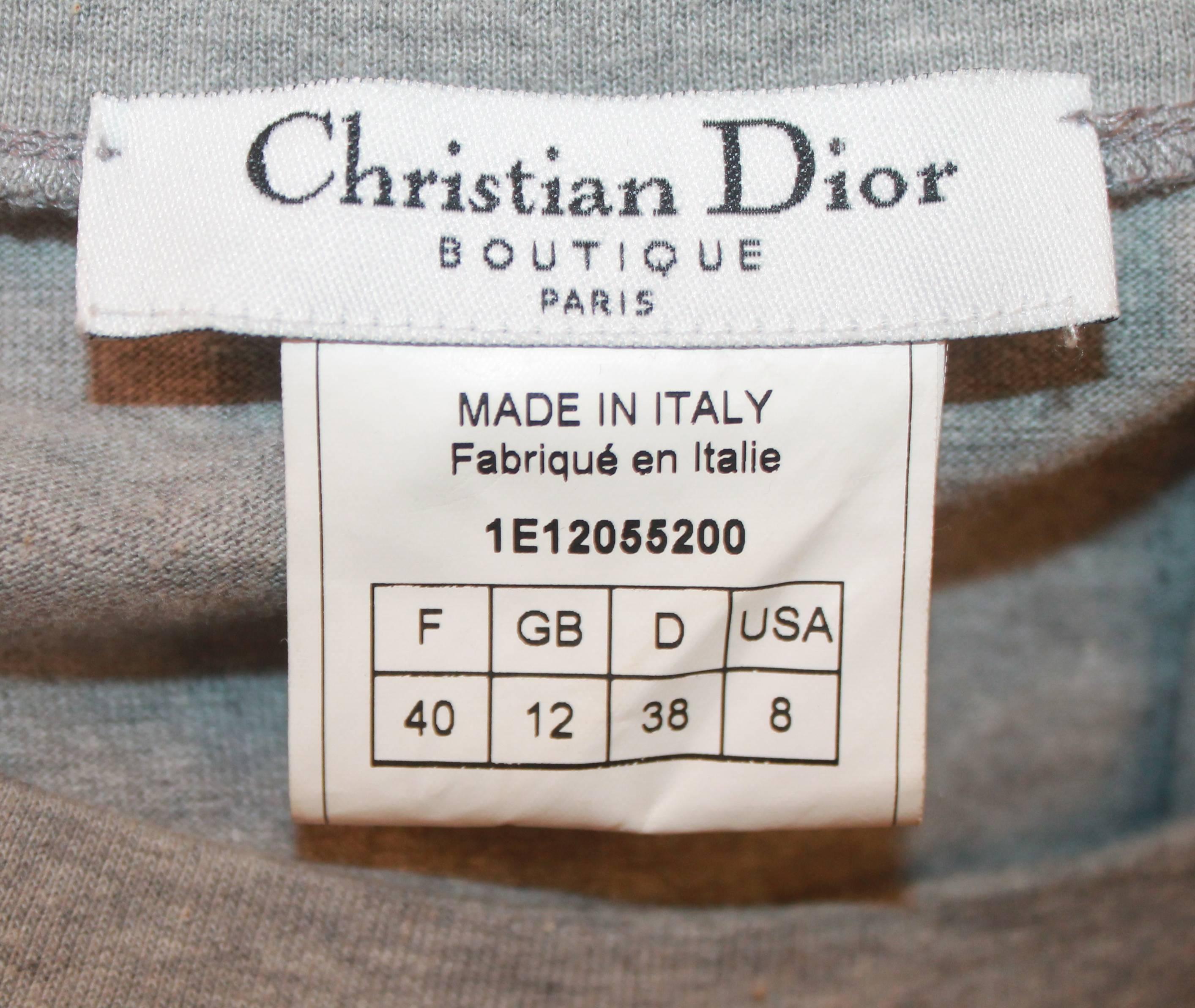 Christian Dior Grey Cotton Sleeveless Top w/ Leather Side Zip & Bow- US: 8 FR:40 In Excellent Condition In West Palm Beach, FL
