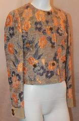 Etro Taupe, Orange, Purple, & Green Silk Brocade Floral Pattern Jacket - S/40