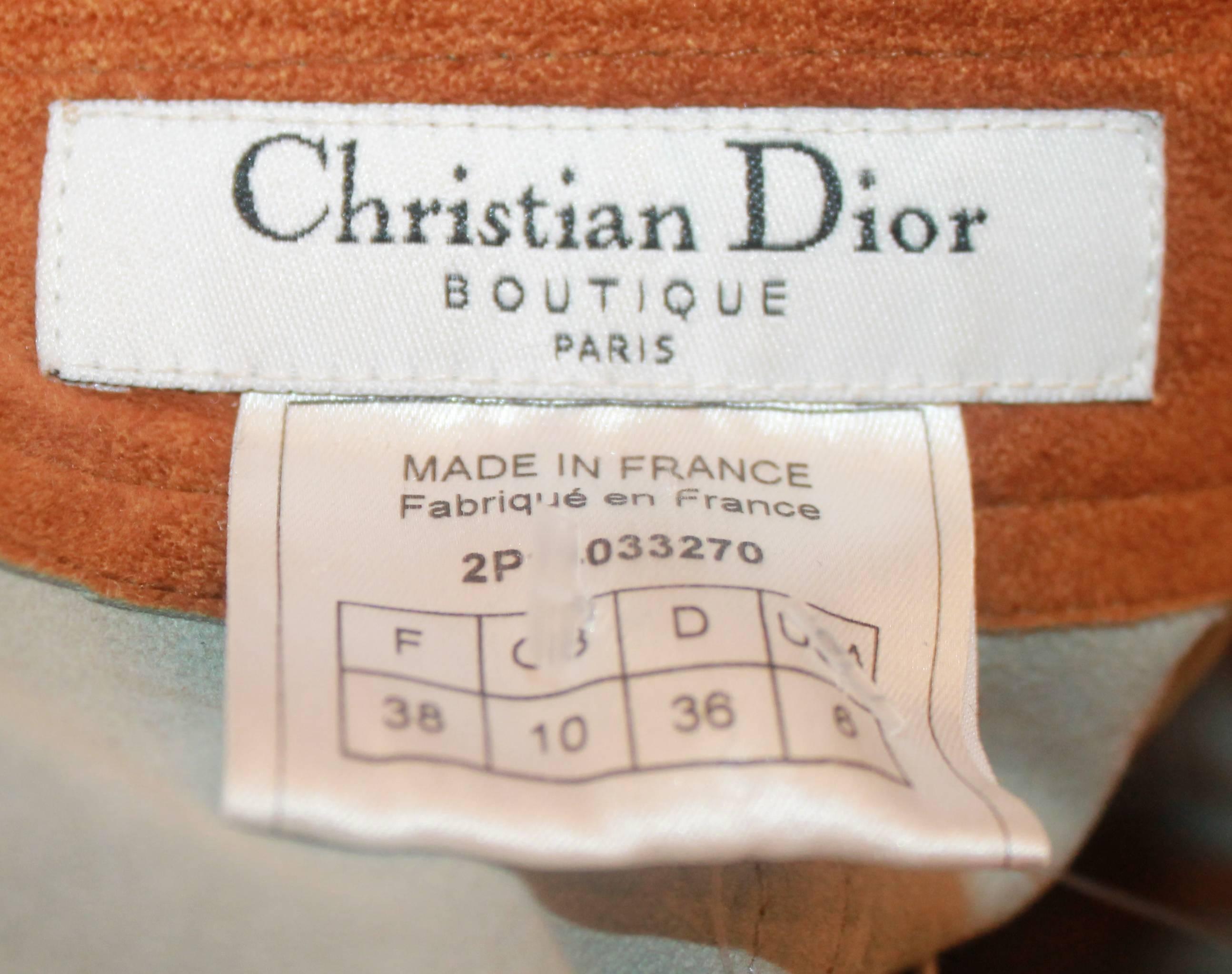 Christian Dior Vintage Brown Suede Skirt Jean Cut Skirt w/ Pockets - FR:38 US:6 2