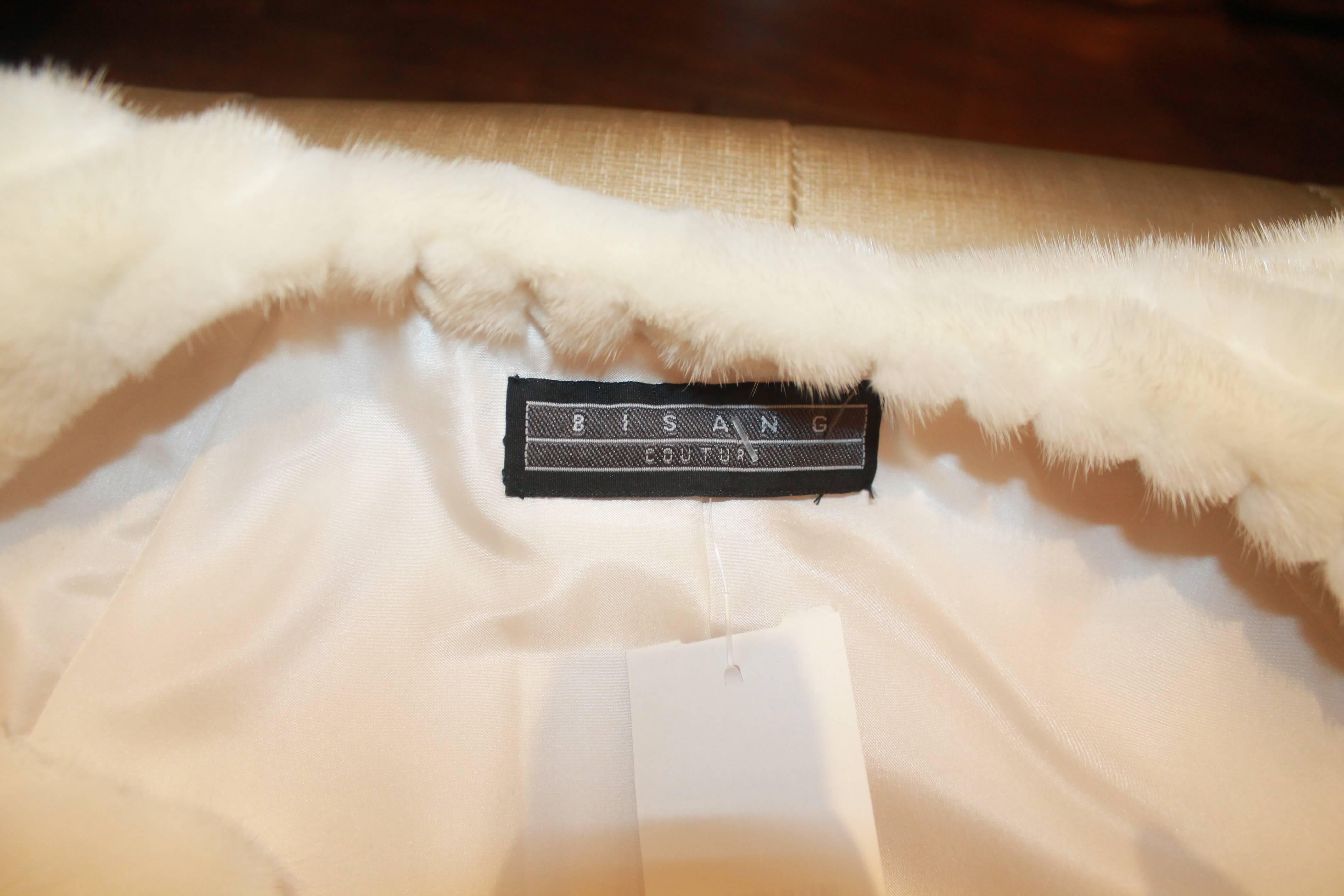 Bisang Ribbed Ivory Mink Swing Jacket - 8 In Excellent Condition In West Palm Beach, FL