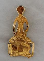 Judith Leiber Vintage Gold Monkey Belt Buckle with Red Stone - circa 1980's