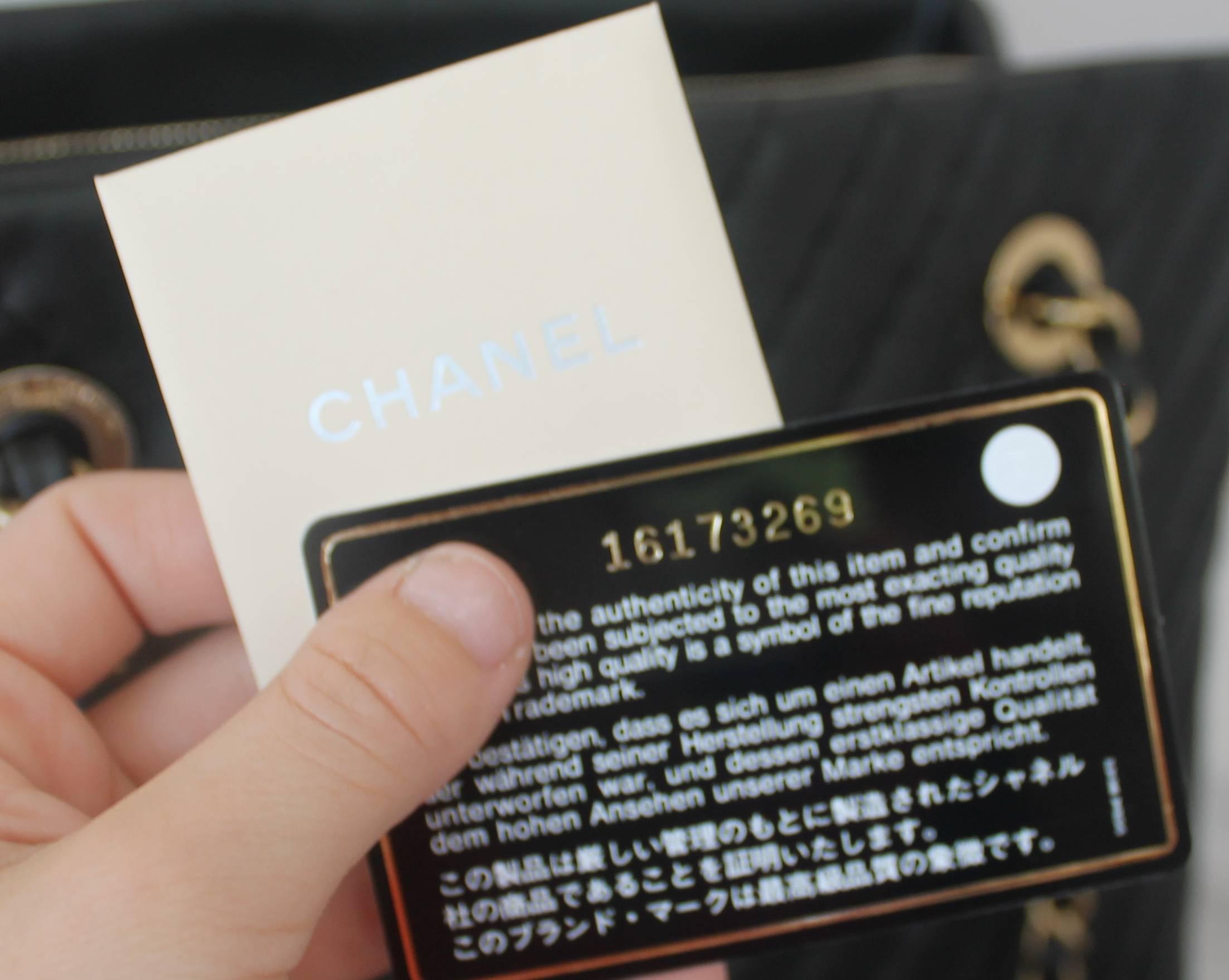 Gray Chanel Black Leather Chevron Shopper Tote - circa 2013-2014 - NWT