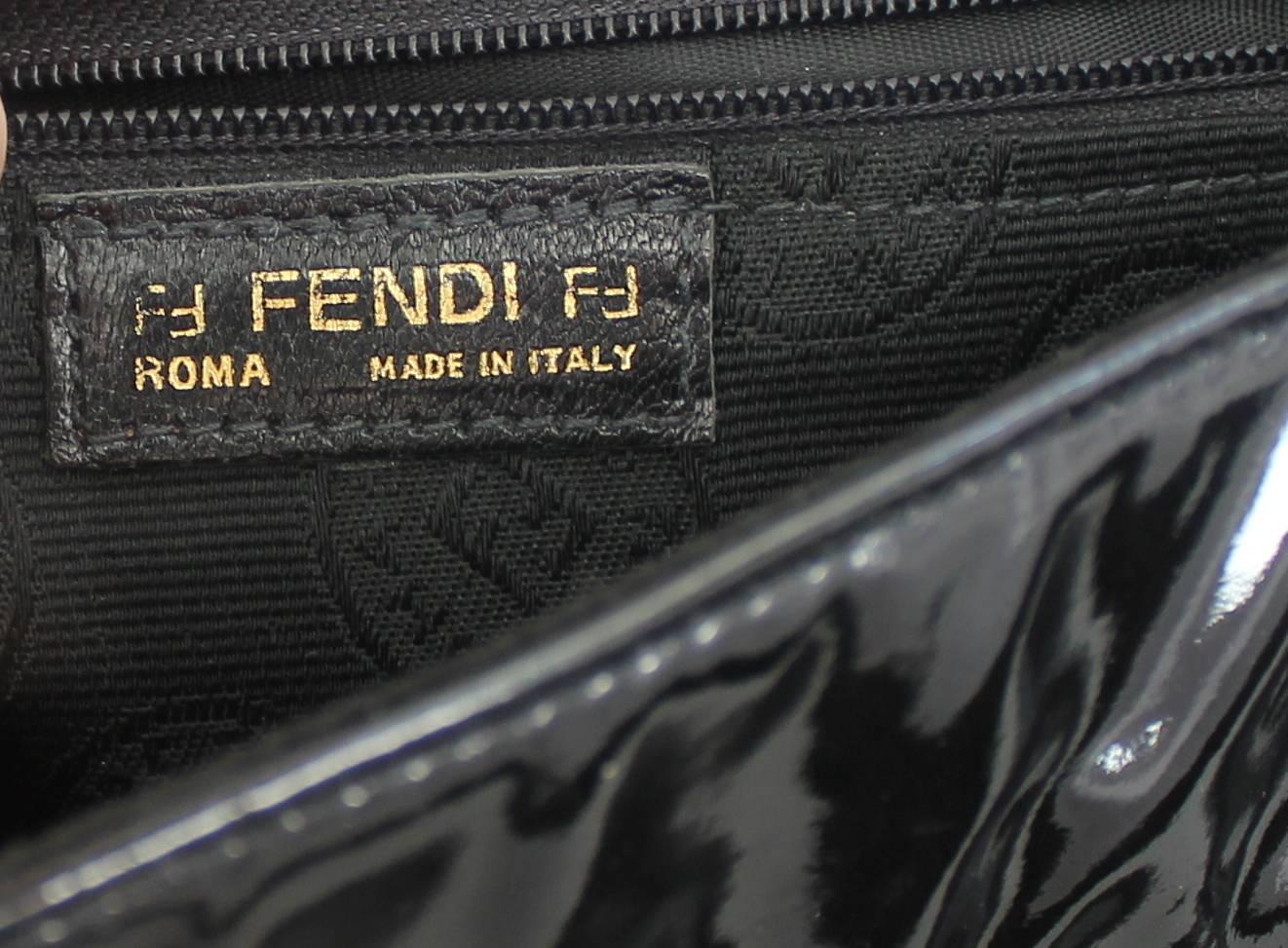 Fendi Vintage Black Leather & Patent Crossbody - Circa 1990's For Sale 3