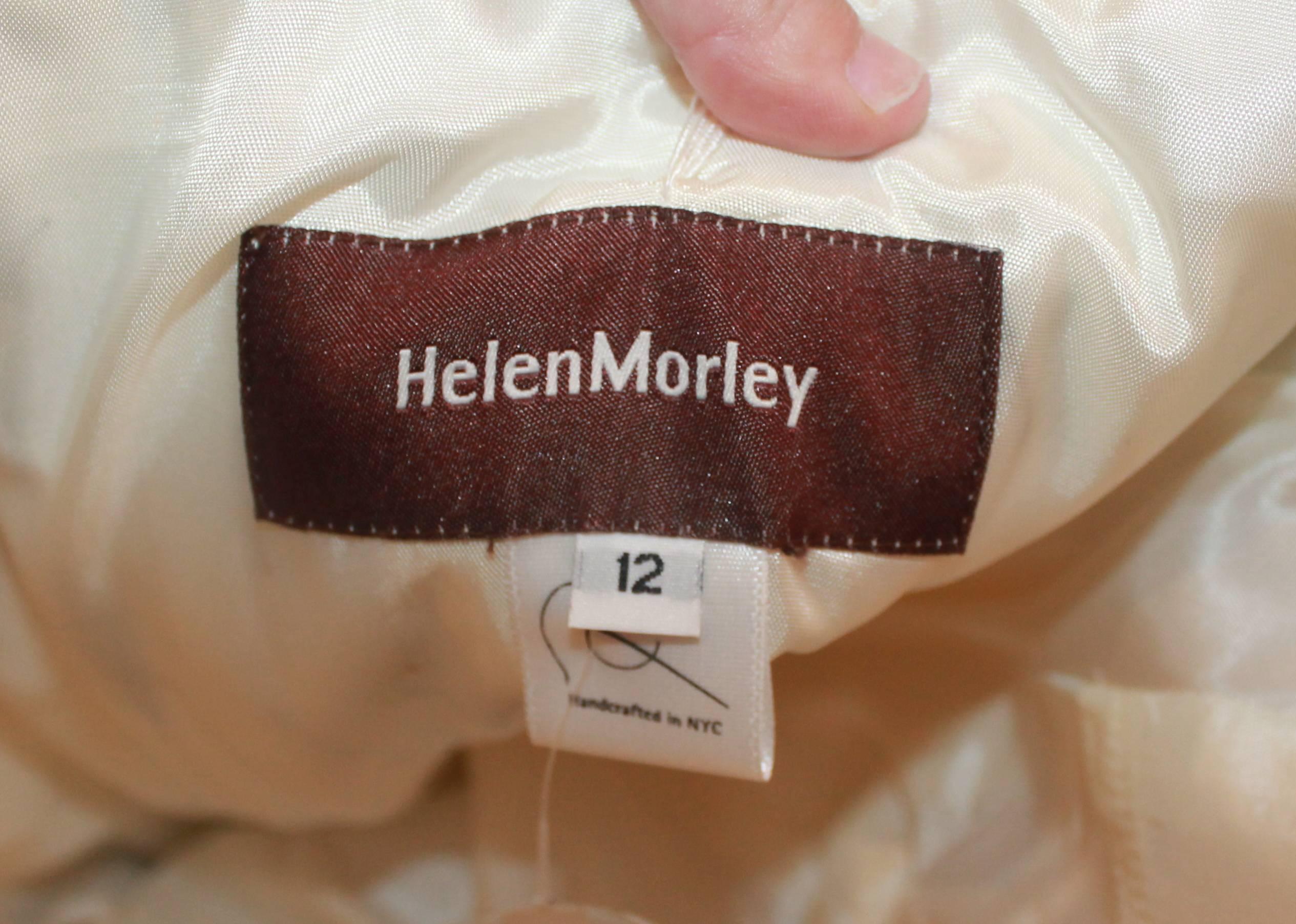 Helen Morley Ivory Silk Blend w/ Black Lace Strapless Gown w/ Shawl - 12 1