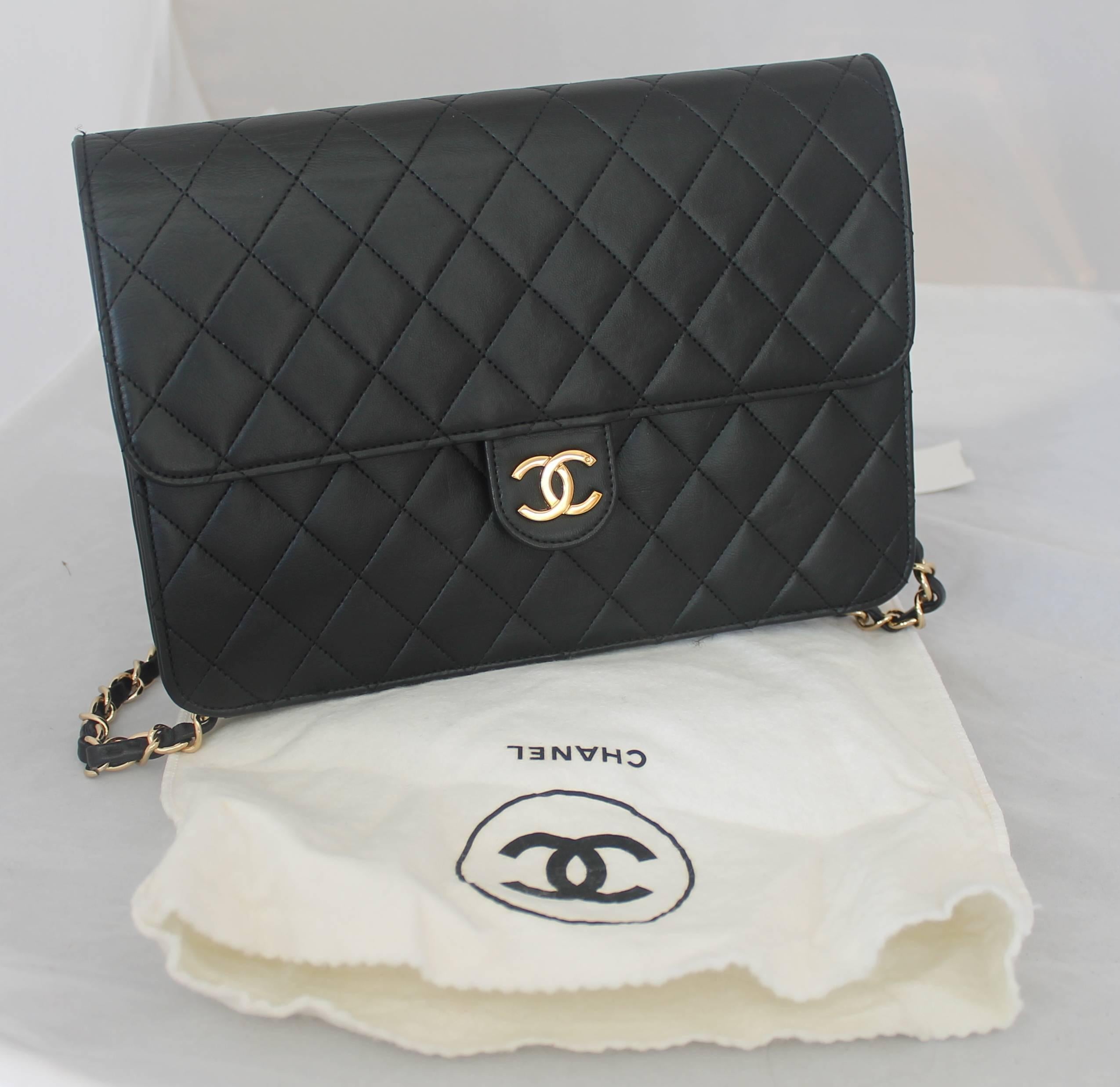 Chanel Black Quilted Lambskin Classic Single Flap Handbag - GHW - Circa 1980's 1