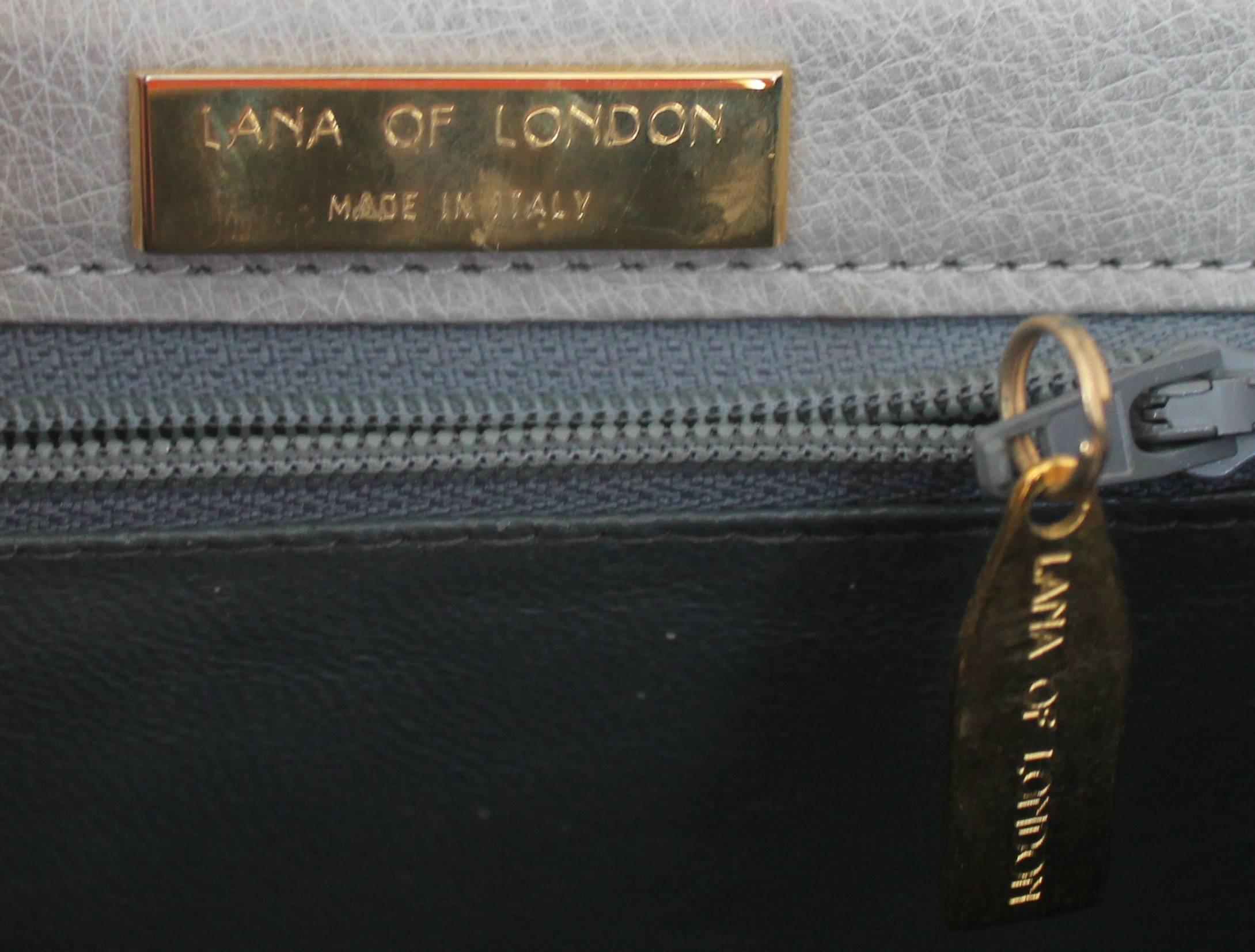 Gray Lana Marks Vintage Grey Ostrich Small Top Handle Bag w/ Crossbody Strap - GHW