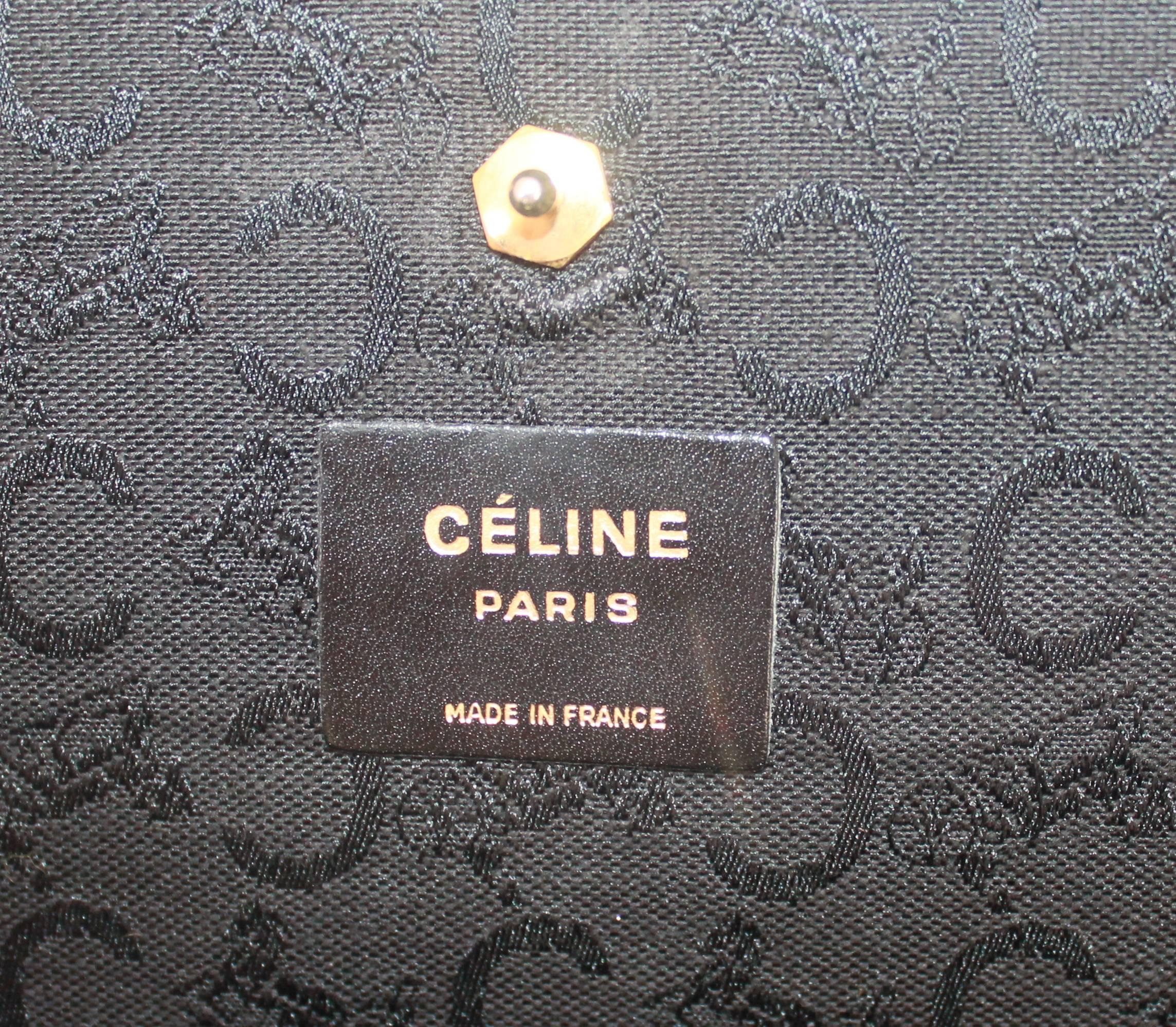 Women's Celine Vintage Black Fabric Monogram Printed Bag w/ GHW - circa 1990's 