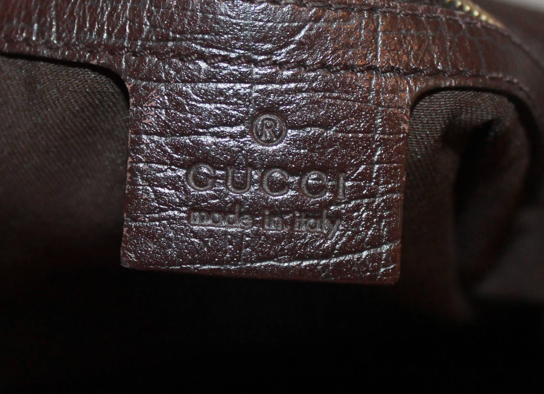 Gucci Brown Hasler Monogram Shoulder Bag w/ Horse Bit & Leather Trim - GHW 1