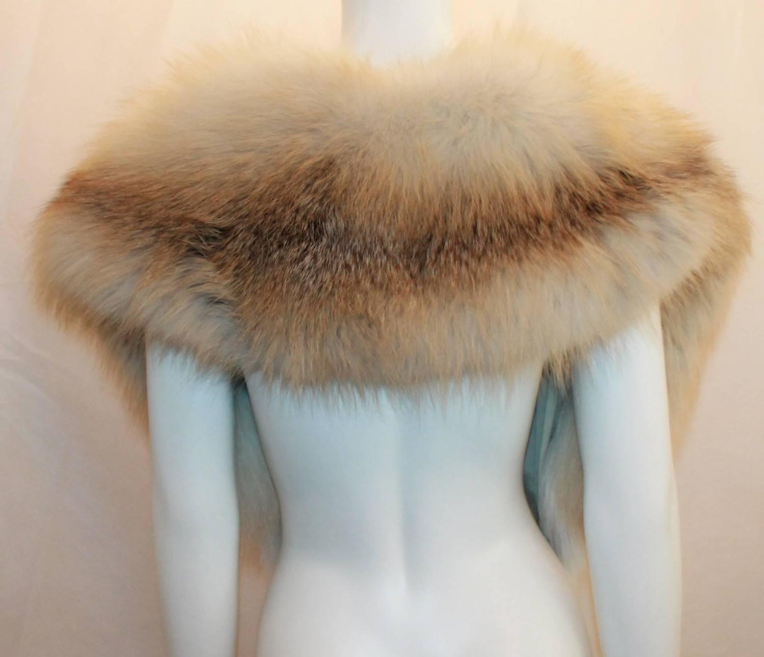 Oscar de la Renta Fox Fur Shoulder Wrap w/ Ribbon Circa 2013 at 1stdibs
