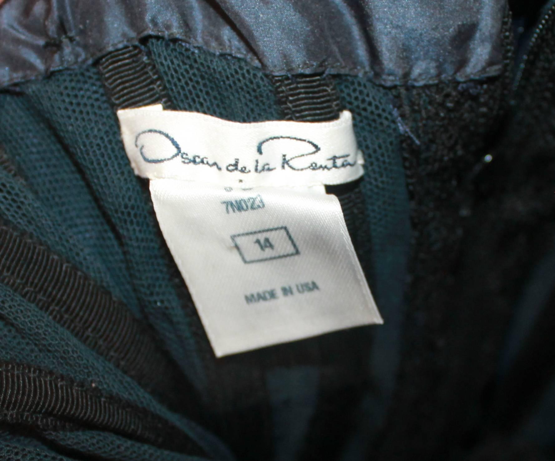 Women's Oscar de la Renta Navy Silk Taffeta Strapless Gown  For Sale