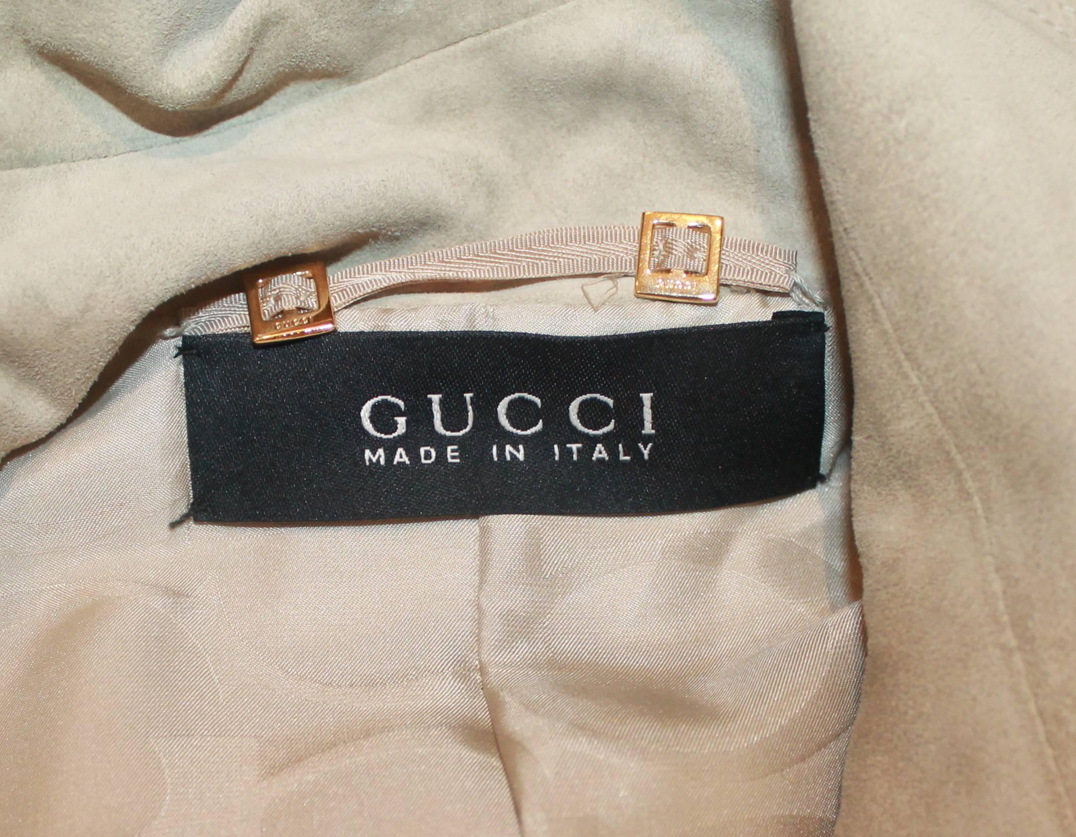 Gucci Beige Suede Trench Coat with Braided Belt - S In Good Condition In West Palm Beach, FL