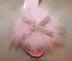 Louis Vuitton Pink Silk Heels w/ Pink Ostrich Feather & Velvet Bow - 38
