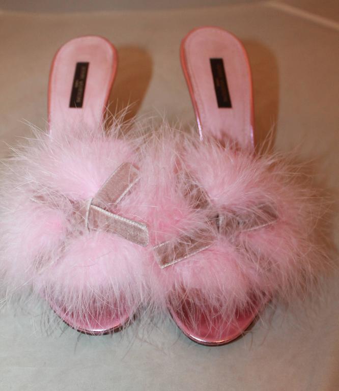 louis vuitton pink fluffy heels