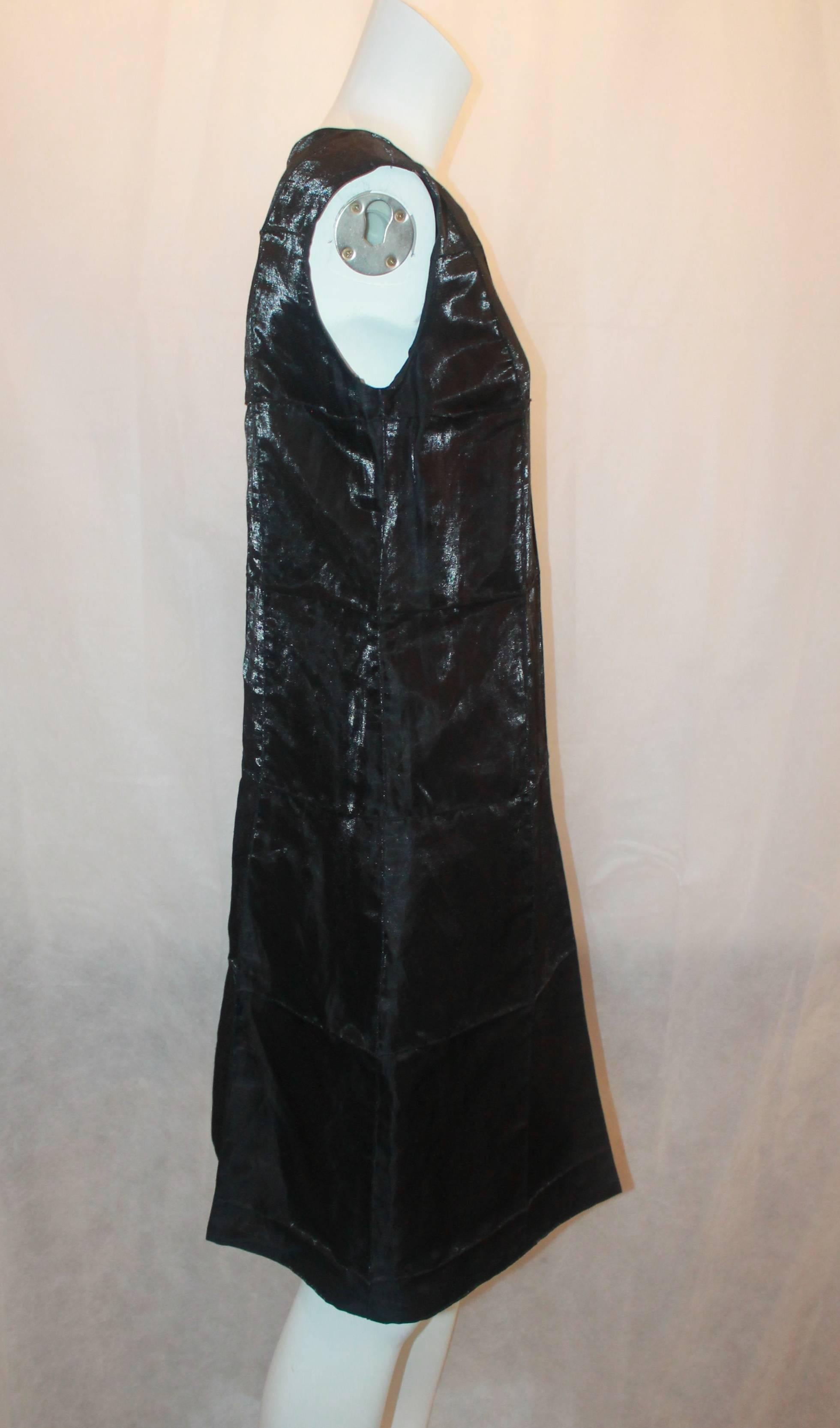 Chanel Black Metallic Quilted Asymmetrical Shift Dress - 40 - 1999 In Excellent Condition In West Palm Beach, FL