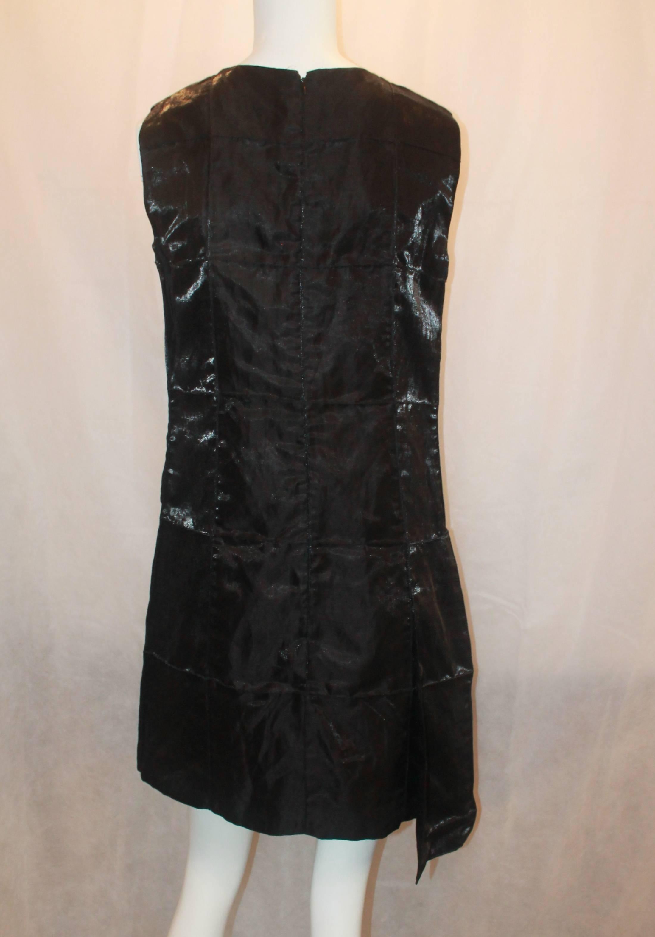 Women's Chanel Black Metallic Quilted Asymmetrical Shift Dress - 40 - 1999