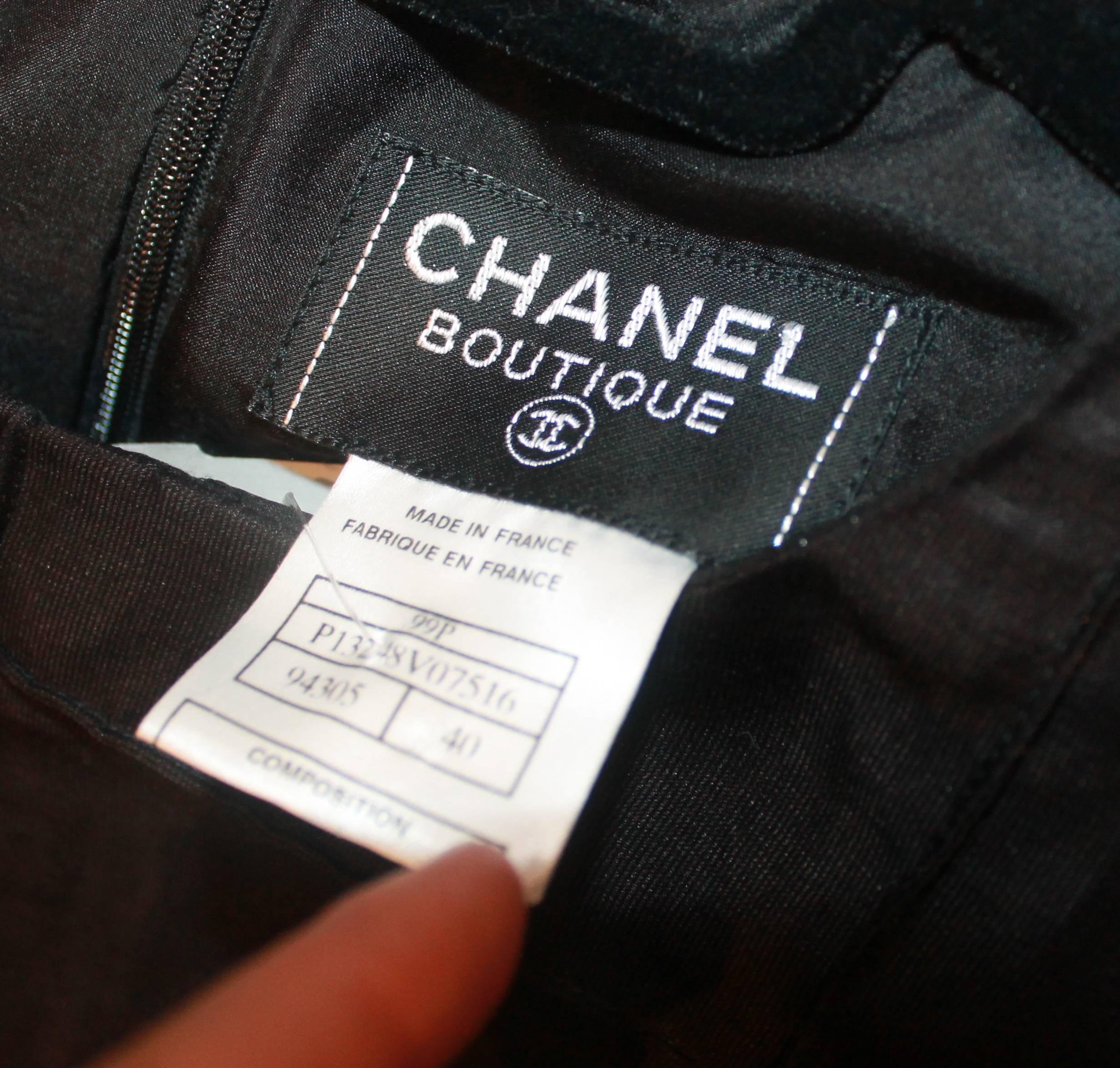 Chanel Black Metallic Quilted Asymmetrical Shift Dress - 40 - 1999 1