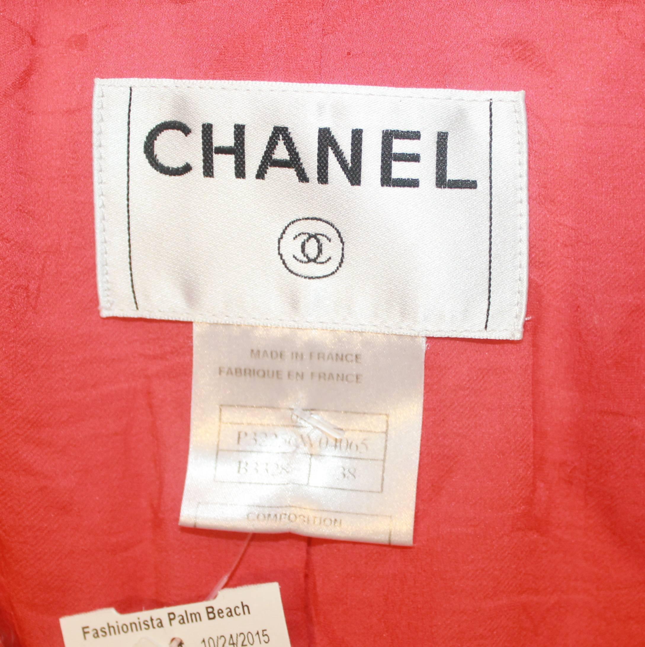 Women's Chanel Burnt Orange Jacket with Sequin Collar & Front Slits - 38 - 08C